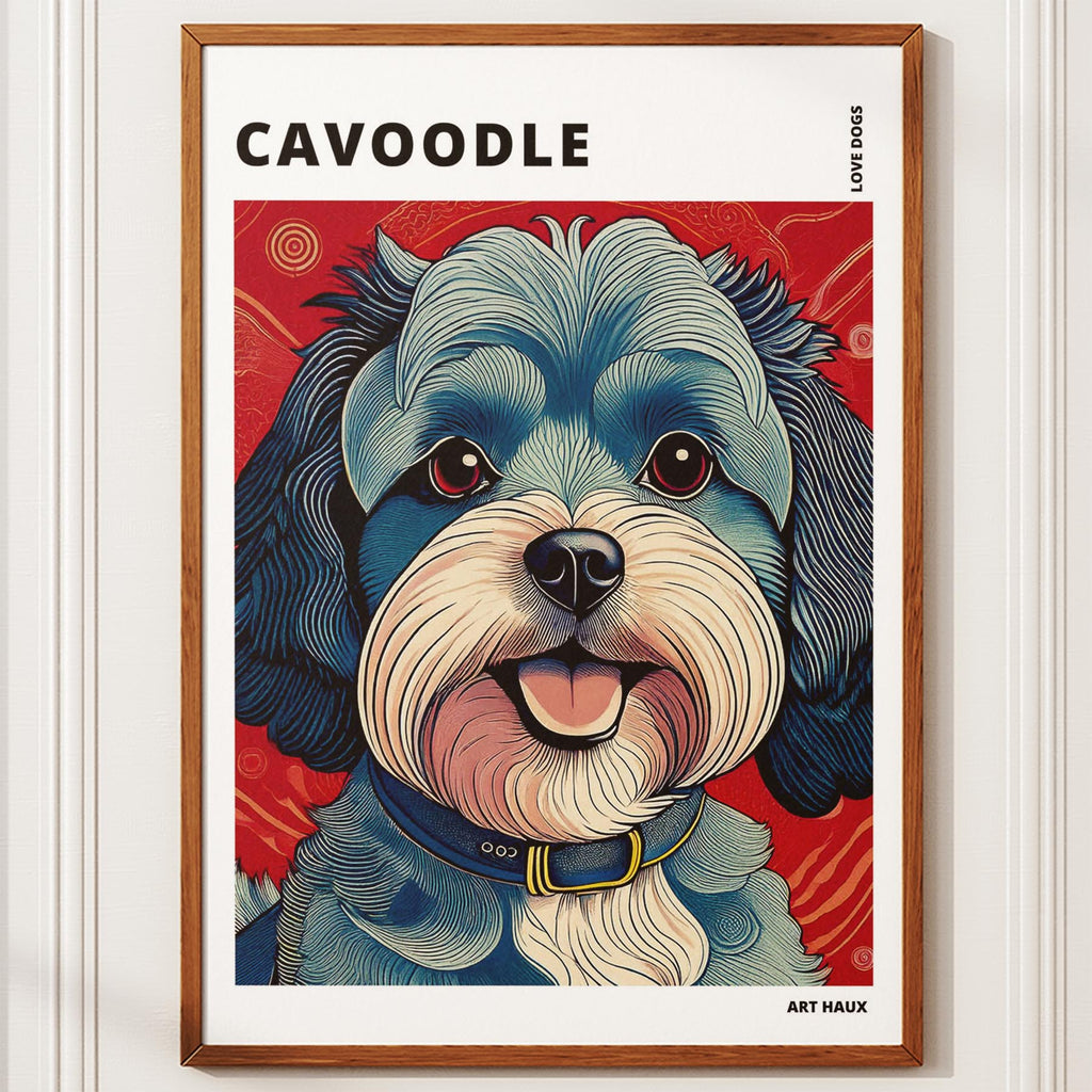 Cavoodle Hokusai Japanese Inspired Dog Series with Text image 9