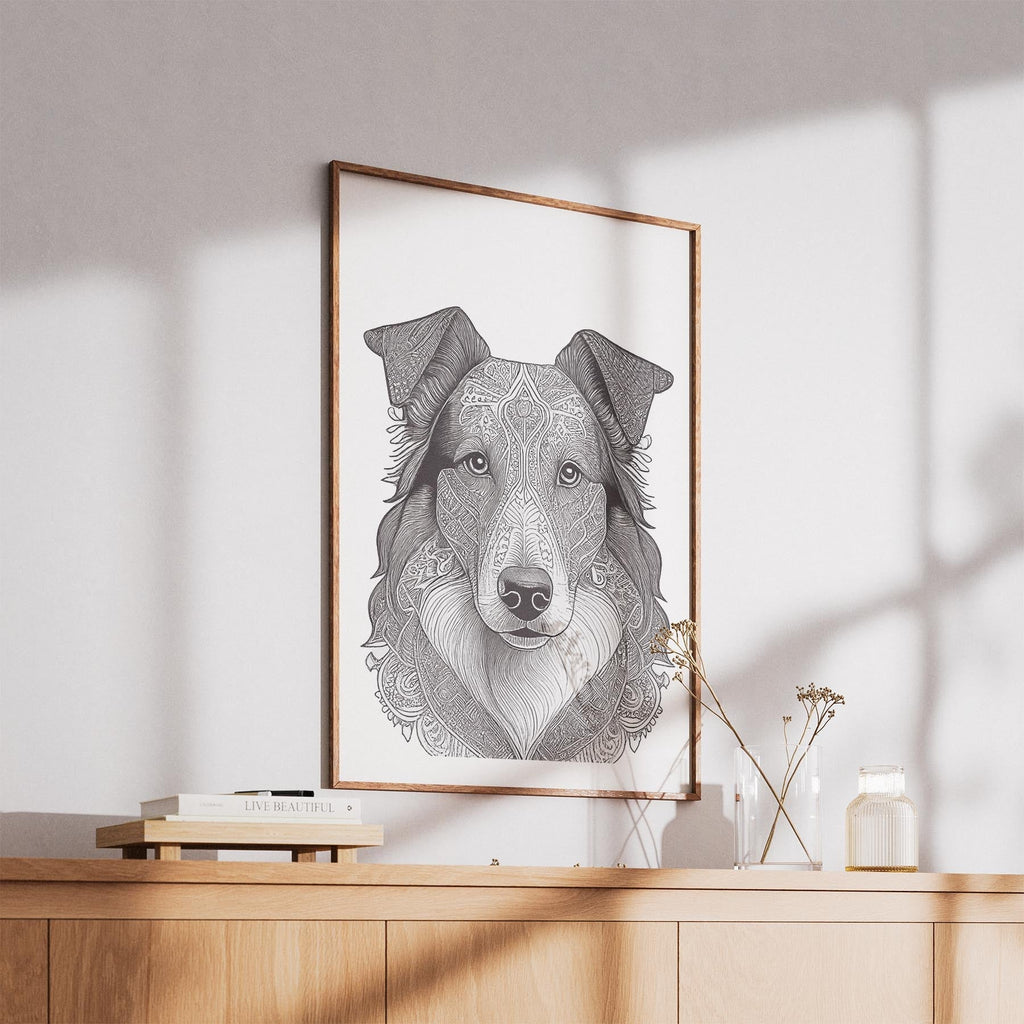 Rough Smooth Collie Mandala Black and White Dog Series image 5