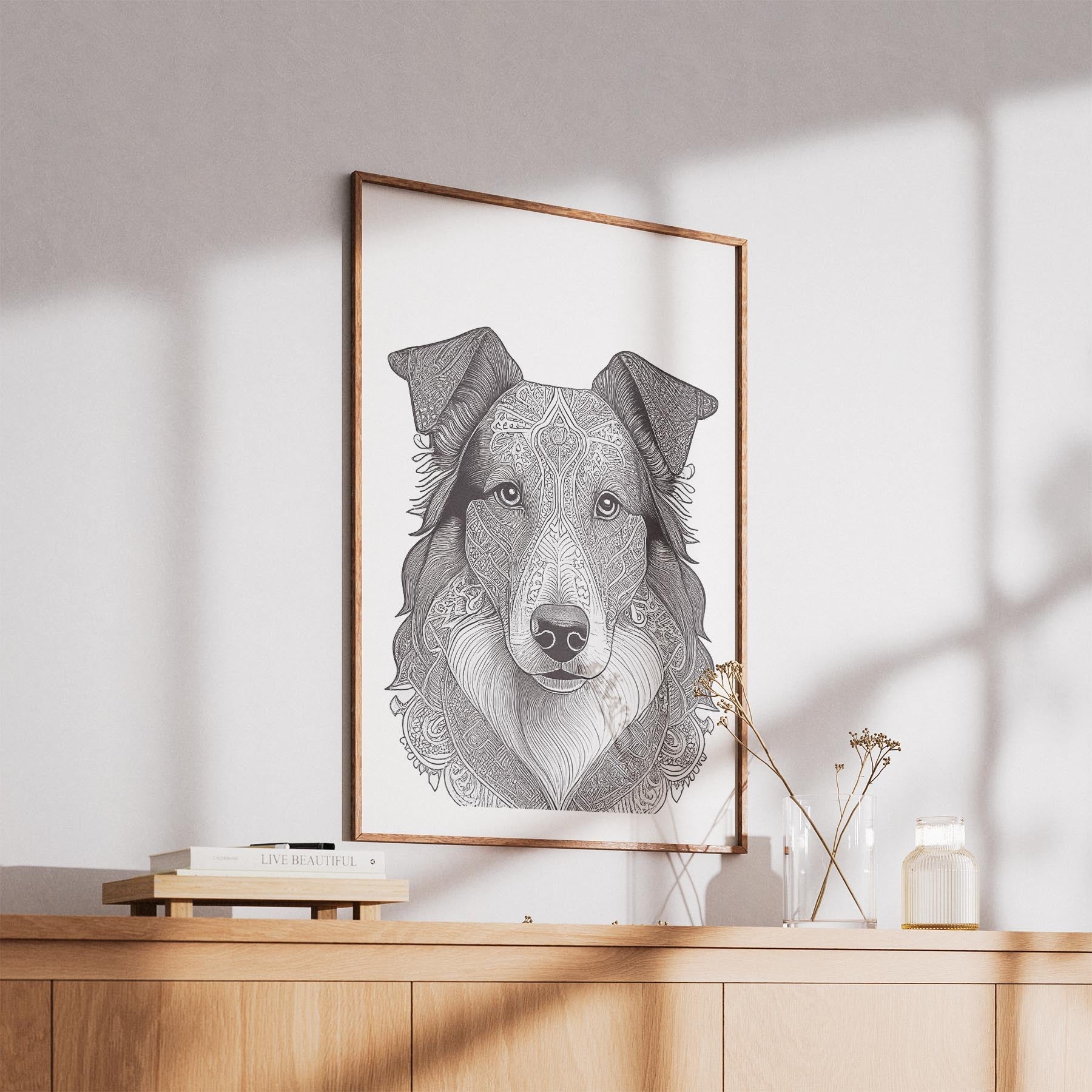 Rough Smooth Collie Mandala Black and White Dog Series image 5