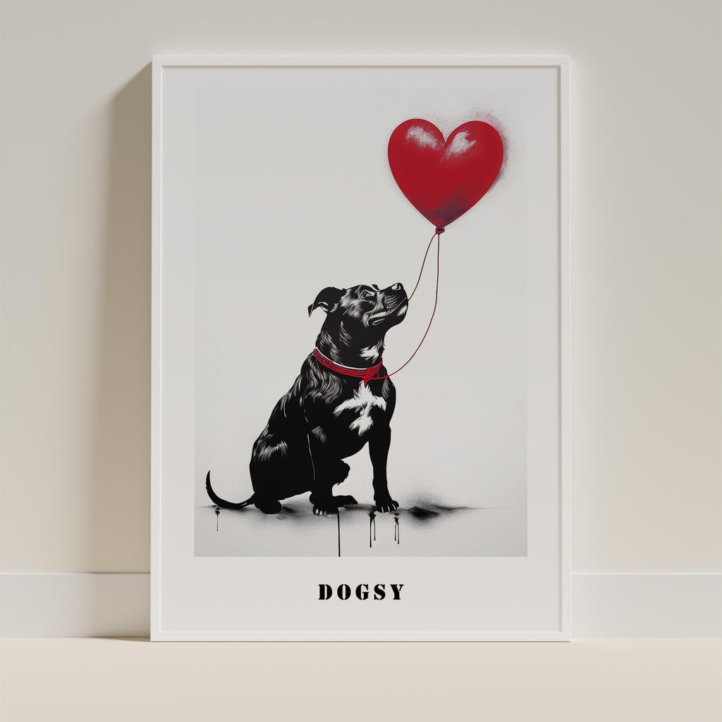 Staffordshire Bull Terrier DOGSY Series inspired by the Art of Banksy with text image 9