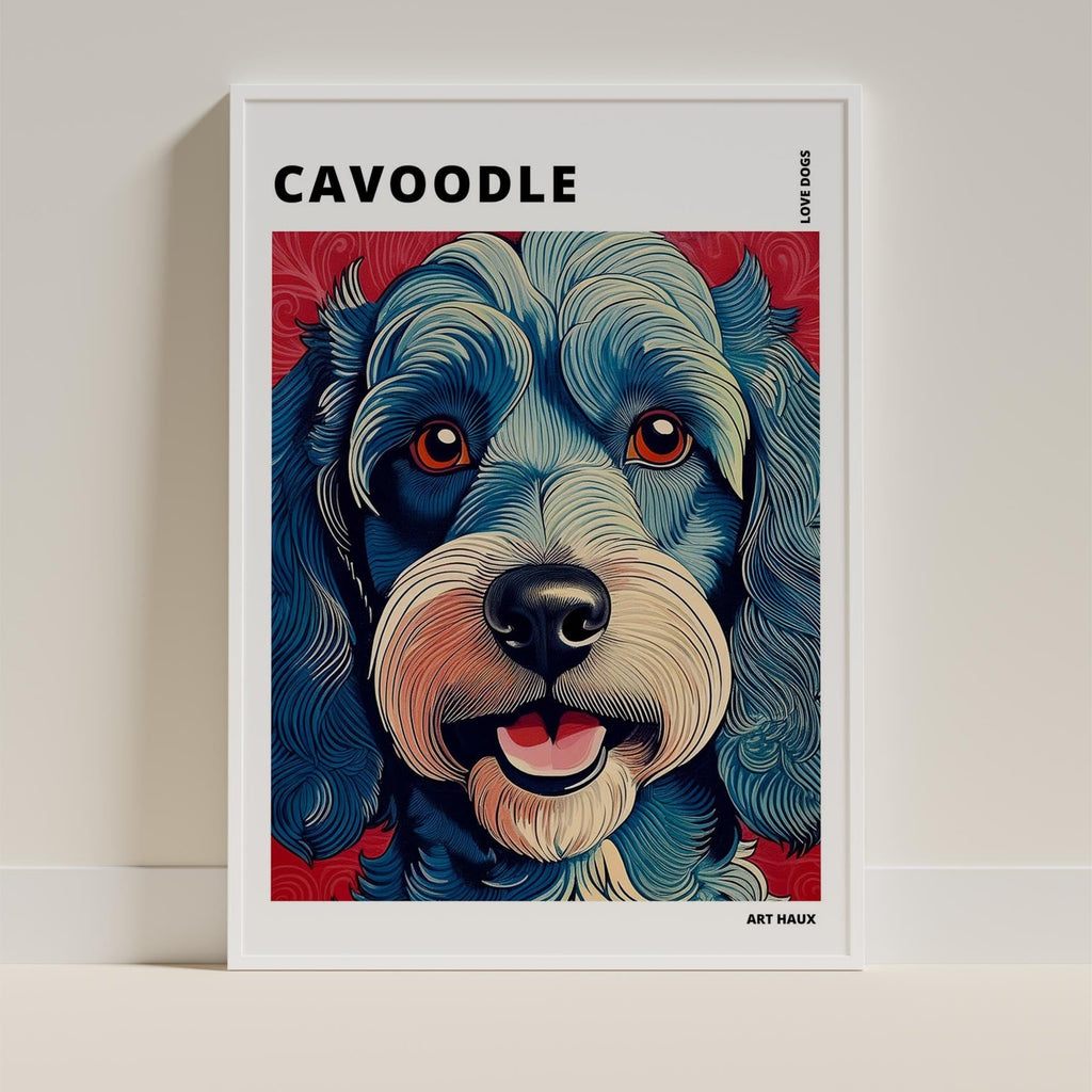 Cavoodle Hokusai Japanese Inspired Dog Series with Text image 8