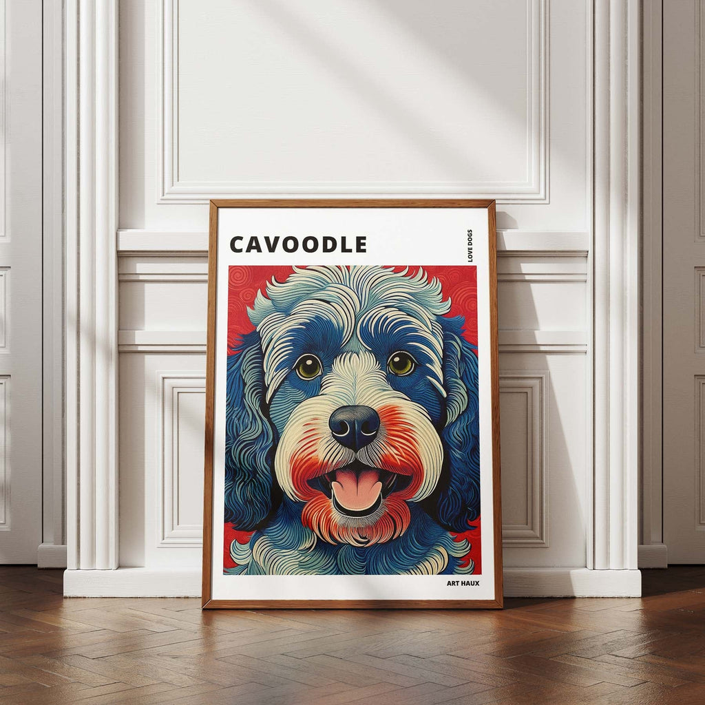 Cavoodle Hokusai Japanese Inspired Dog Series with Text image 4