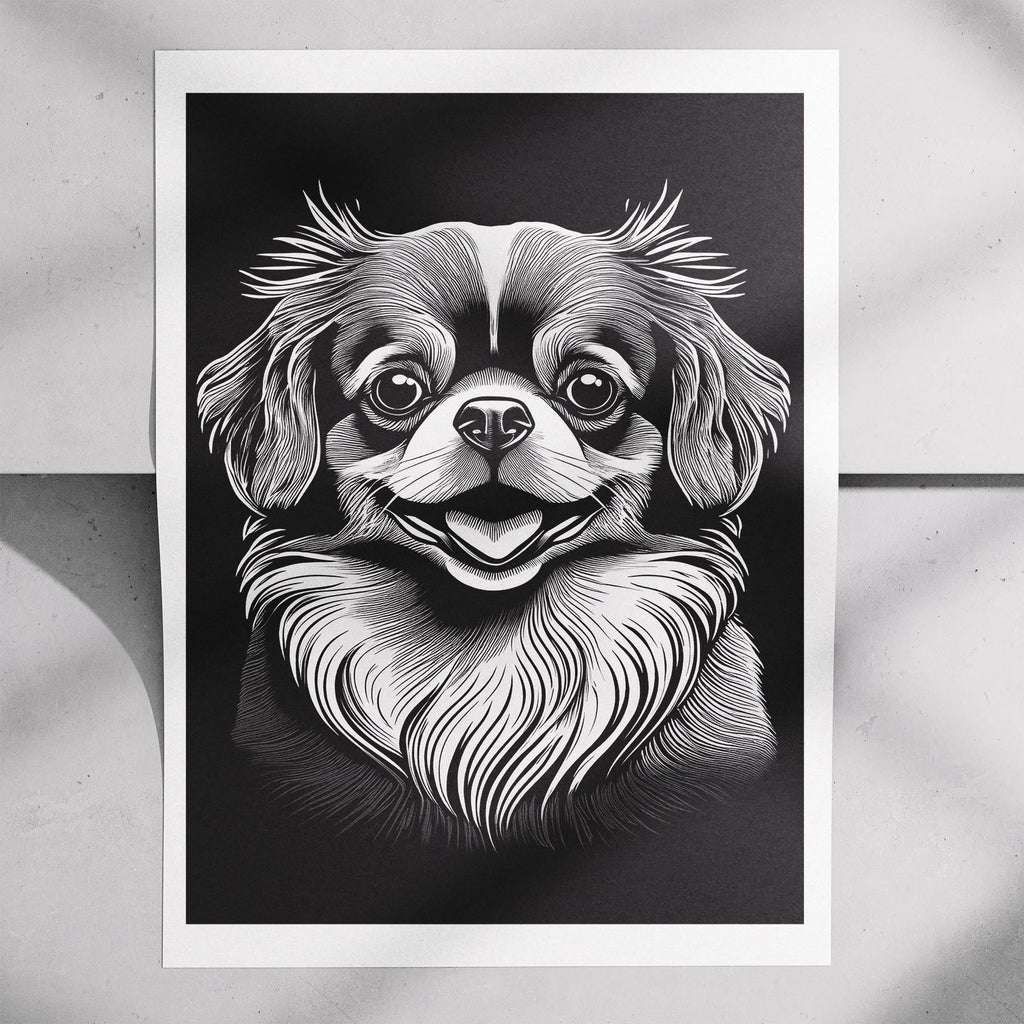 Pomeranian Line Dog Series in Black and White image 7