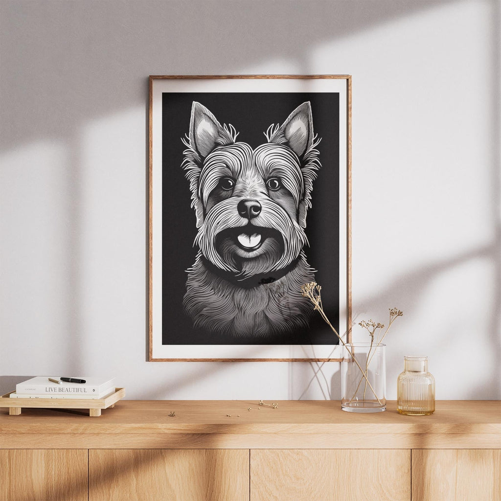 Yorkshire Terrier Line Dog Series in Black and White image 8