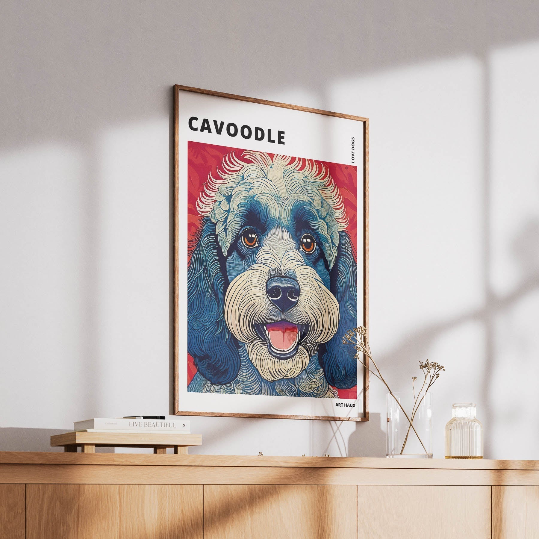 Cavoodle Hokusai Japanese Inspired Dog Series with Text image 5