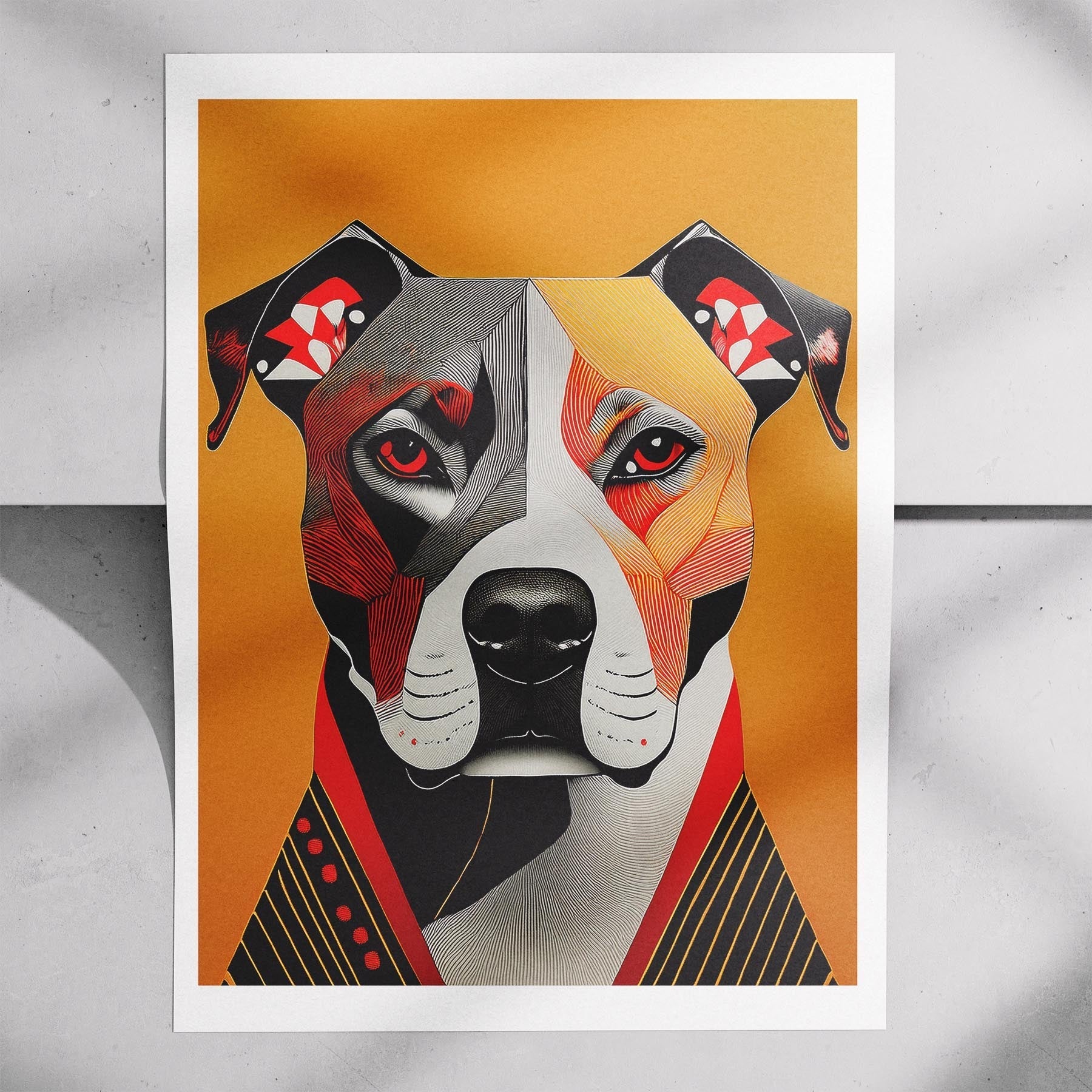 American Pitbull Terrier Geometric Orange Series image 7