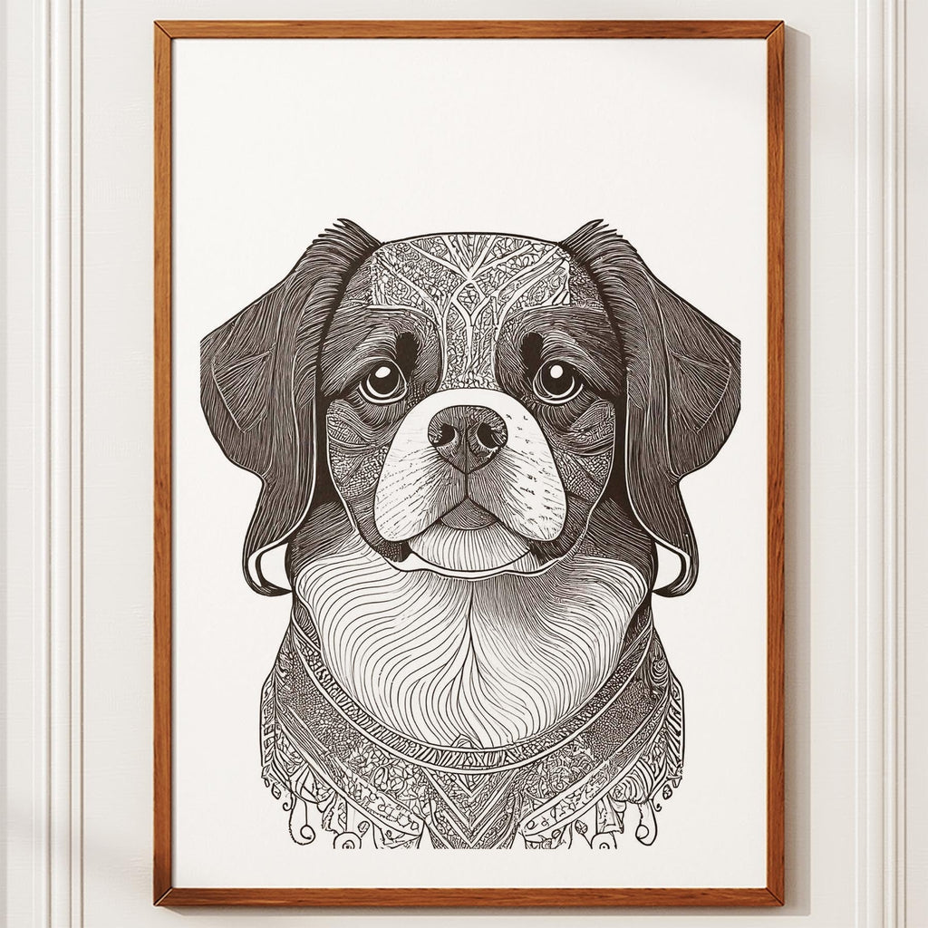 Japanese Chin Mandala Black and White Dog Series image 10