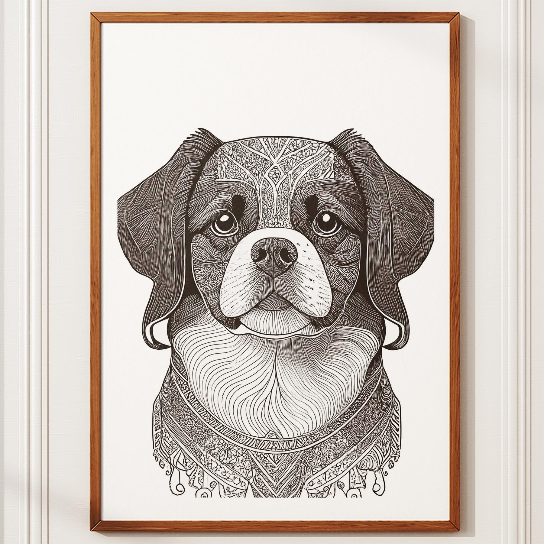 Japanese Chin Mandala Black and White Dog Series image 10