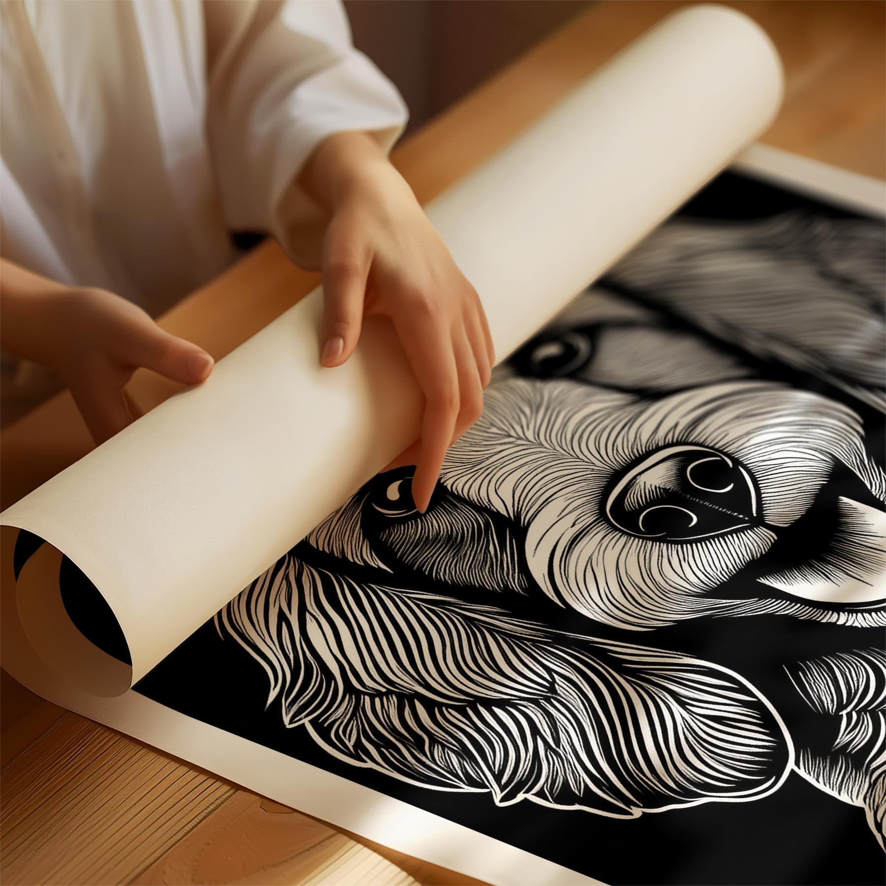 Poodle Line Dog Series in Black and White image 1