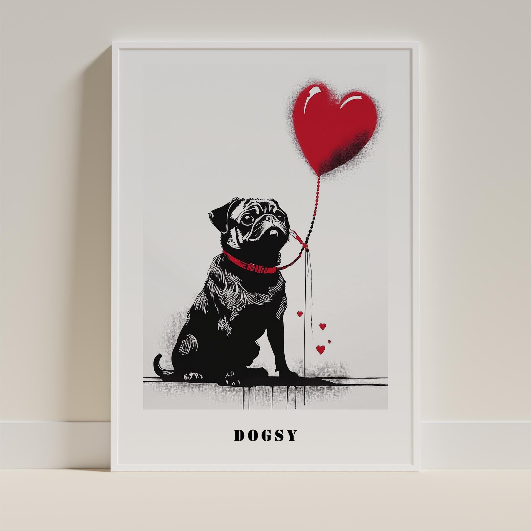 Pug DOGSY Series inspired by the Art of Banksy with text Dogsy image 9