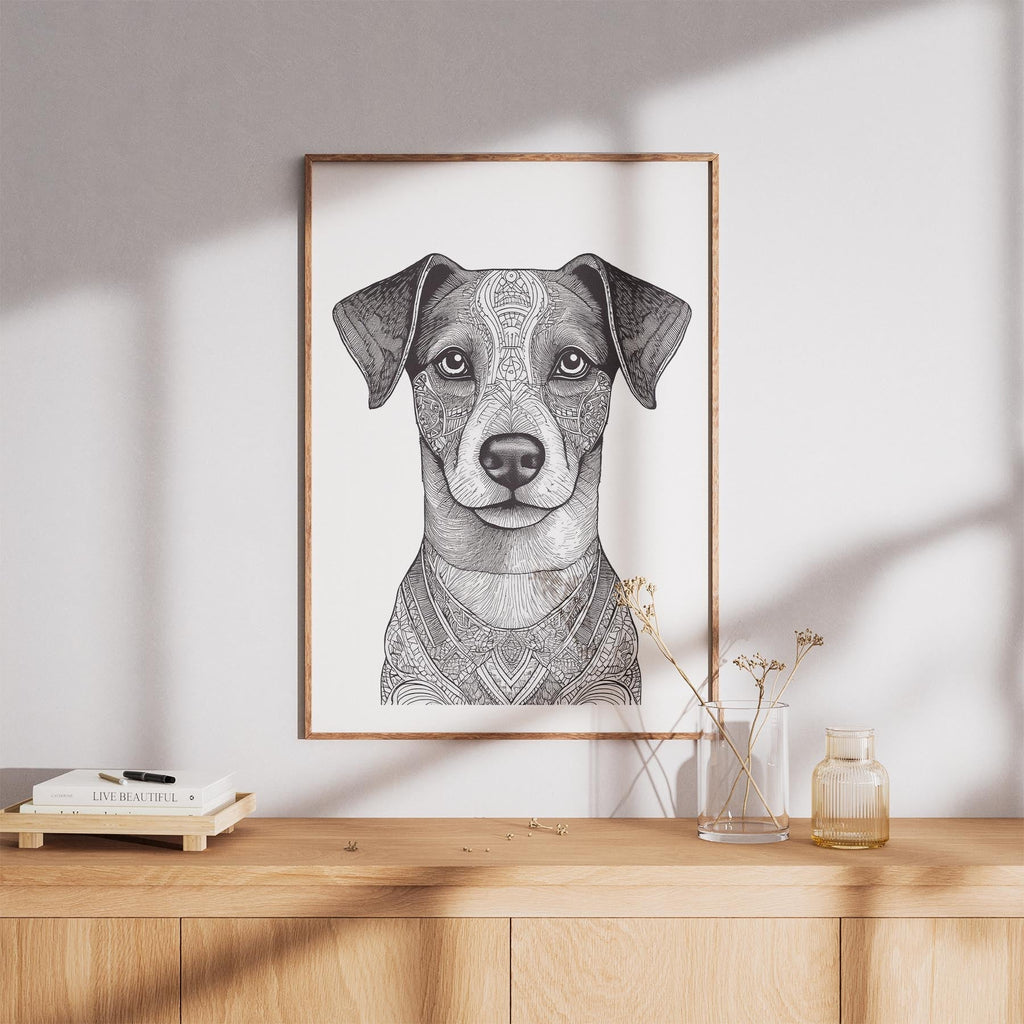 Jack Russell Mandala Black and White Dog Series image 8