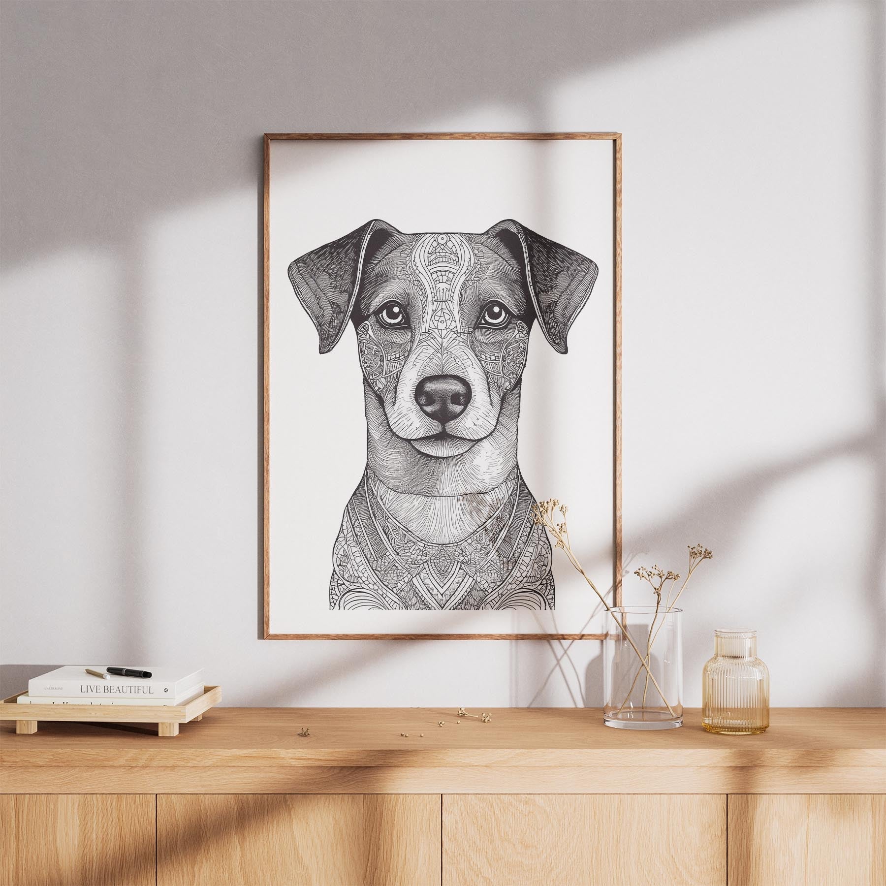 Jack Russell Mandala Black and White Dog Series image 8