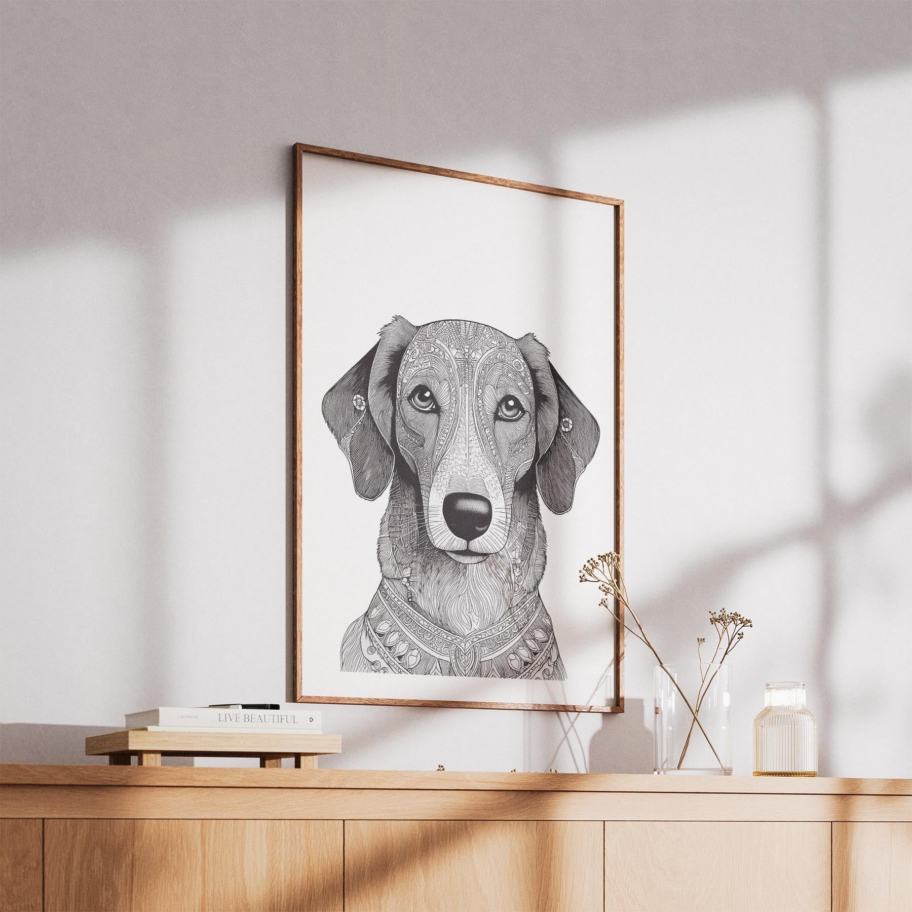 Borzoi Mandala Black and White Dog Series image 5