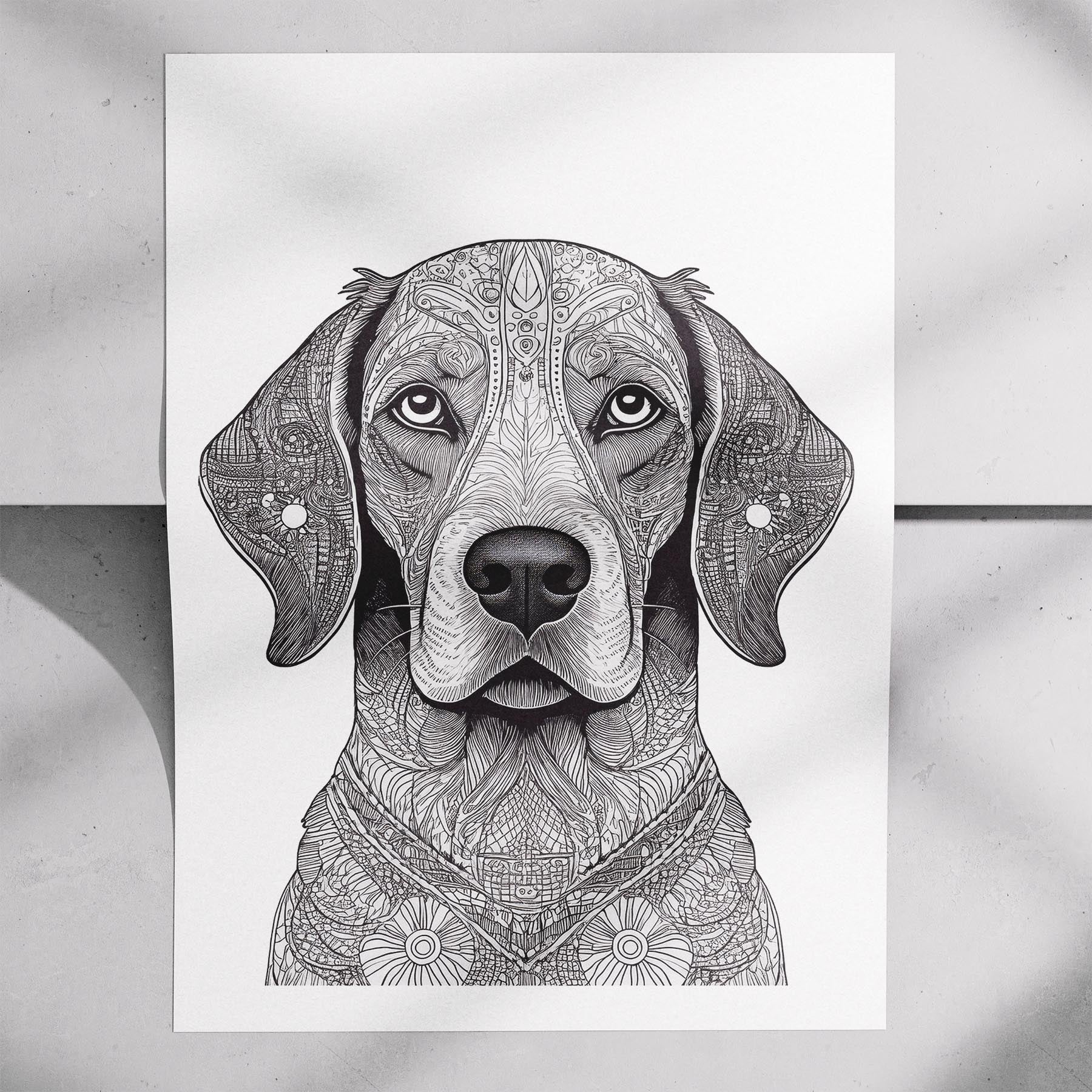 English Setter Mandala Black and White Dog Series image 7