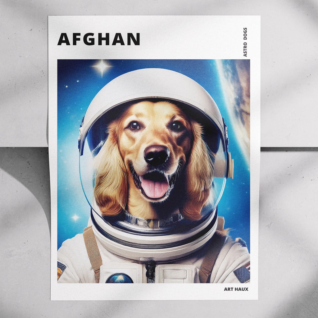 Afghan Astronaut Dog Series with Text Astro Dog image 1