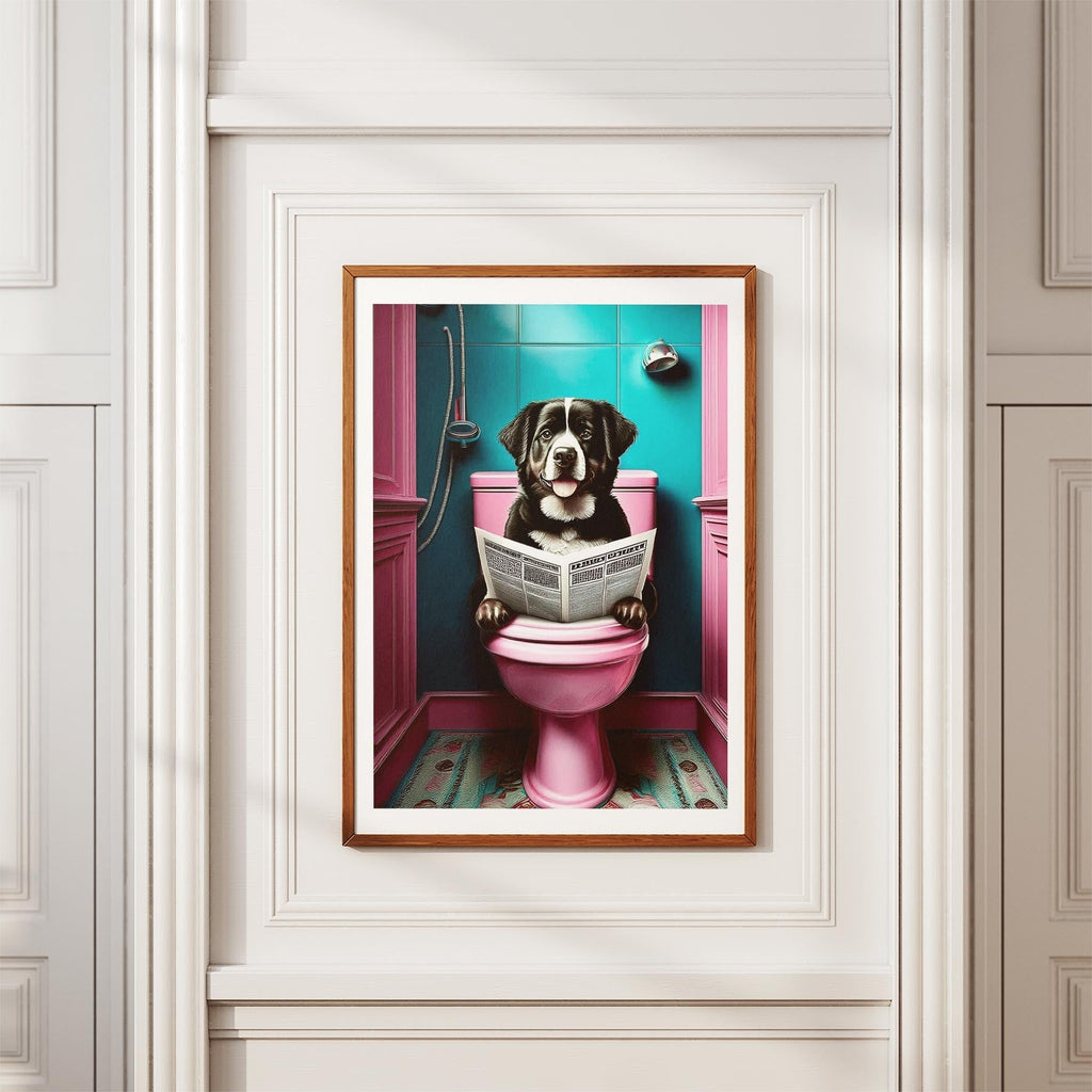 Bernese Mountain Dog Toilet Dogs PInk and Turquise image 3
