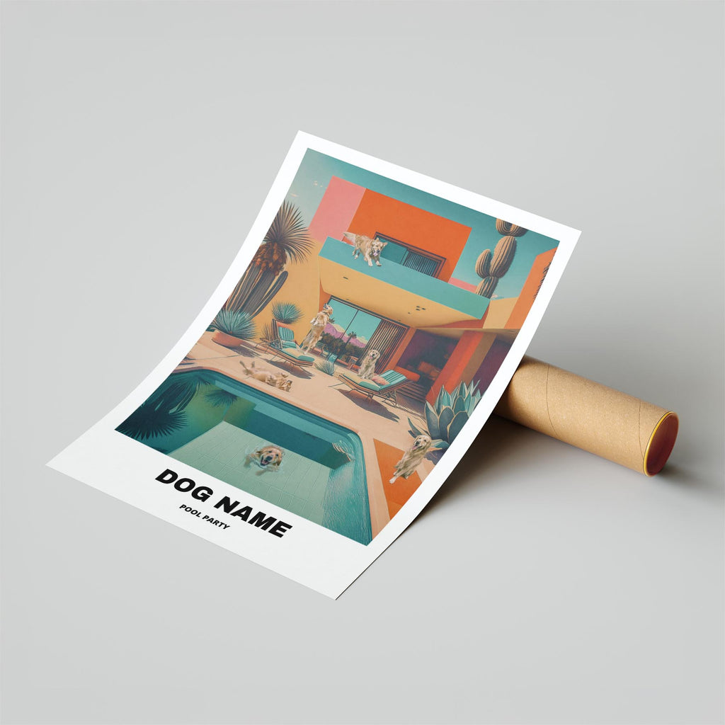 Golden Retriever Custom Pool Party WITH TEXT image 6