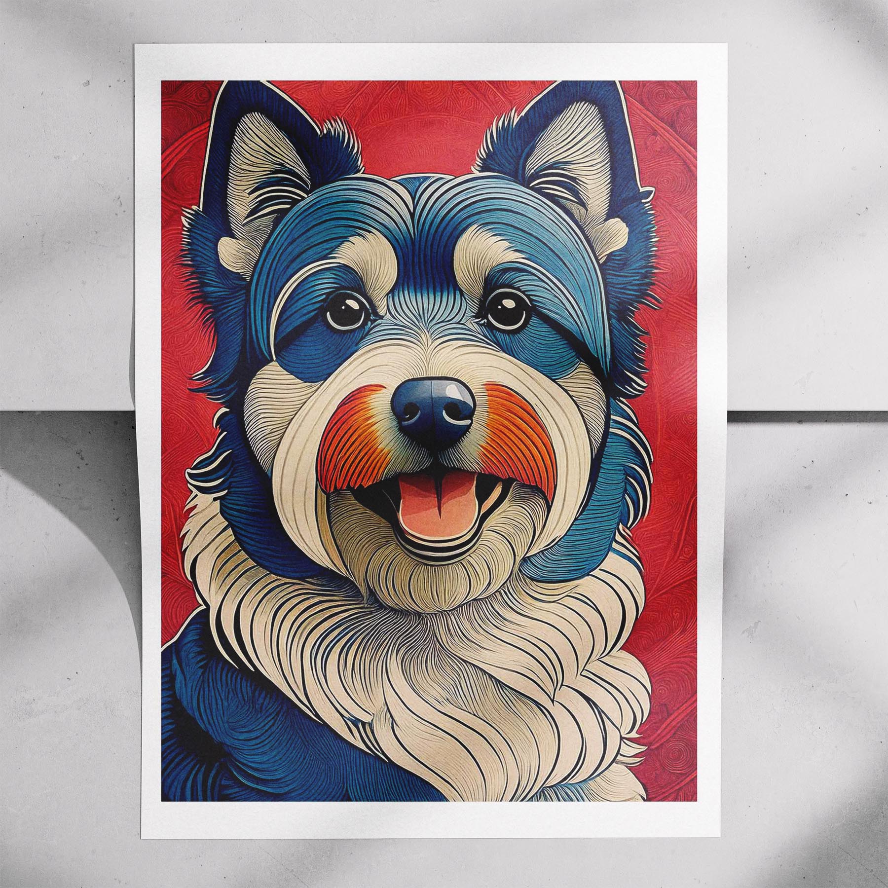 Australian Terrier Hokusai Japanese Inspired Dog Series image 7