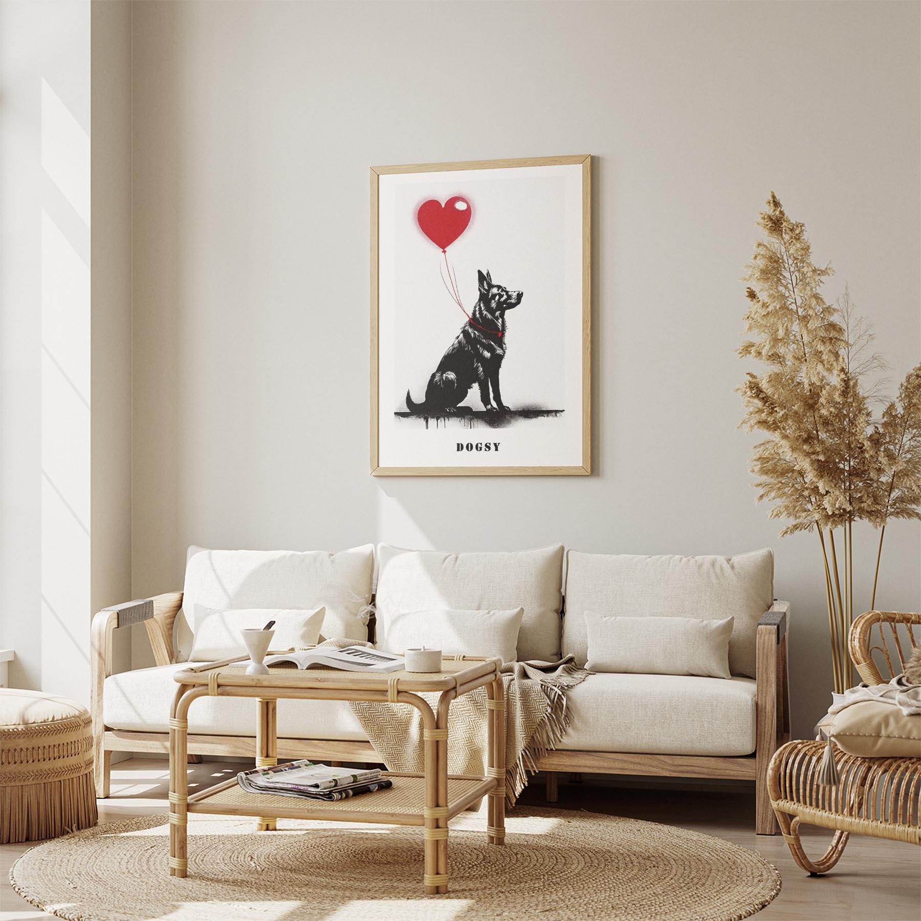 German Shepherd DOGSY Series inspired by the Art of Banksy with text Dogsy image 2