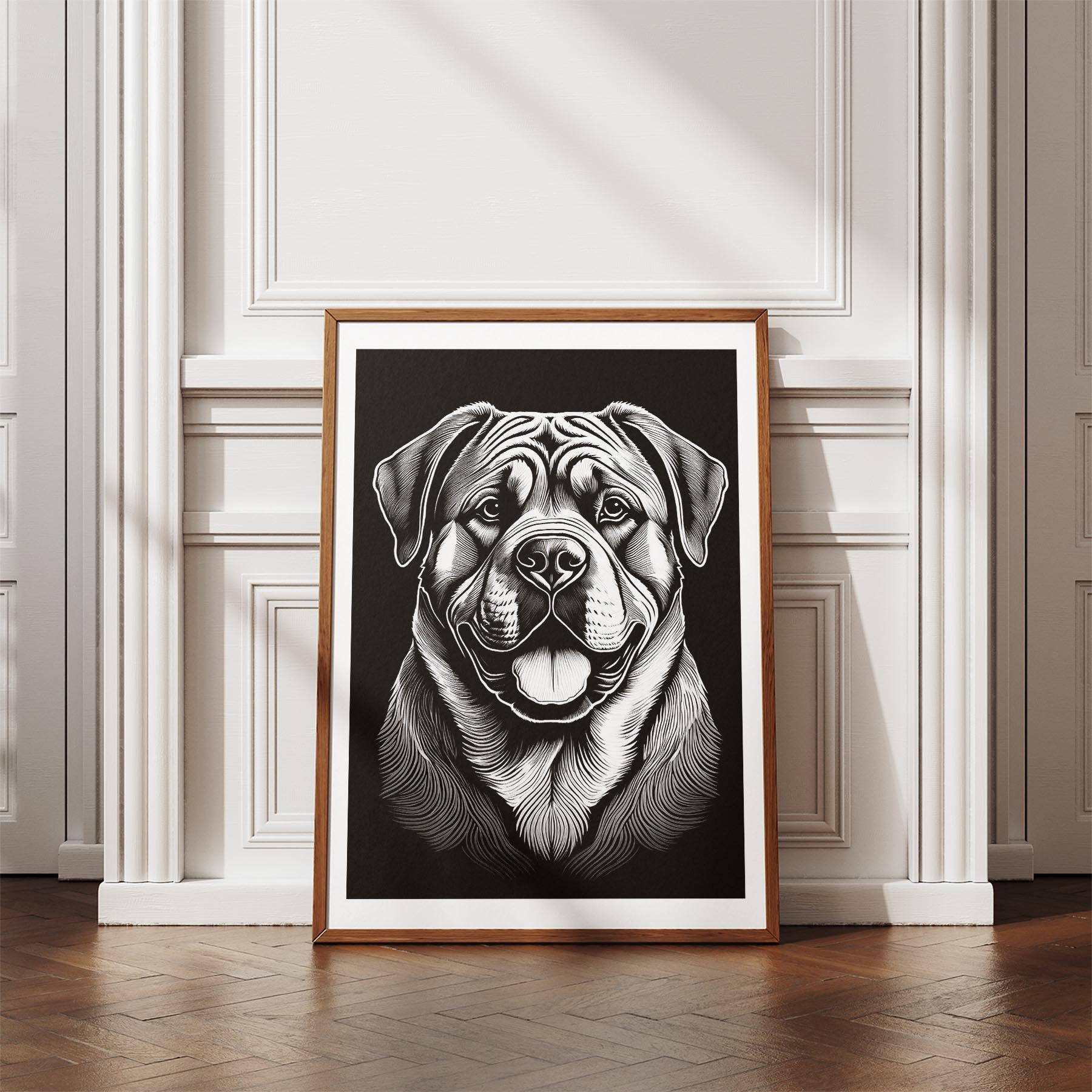 Mastiff Line Dog Series in Black and White image 4