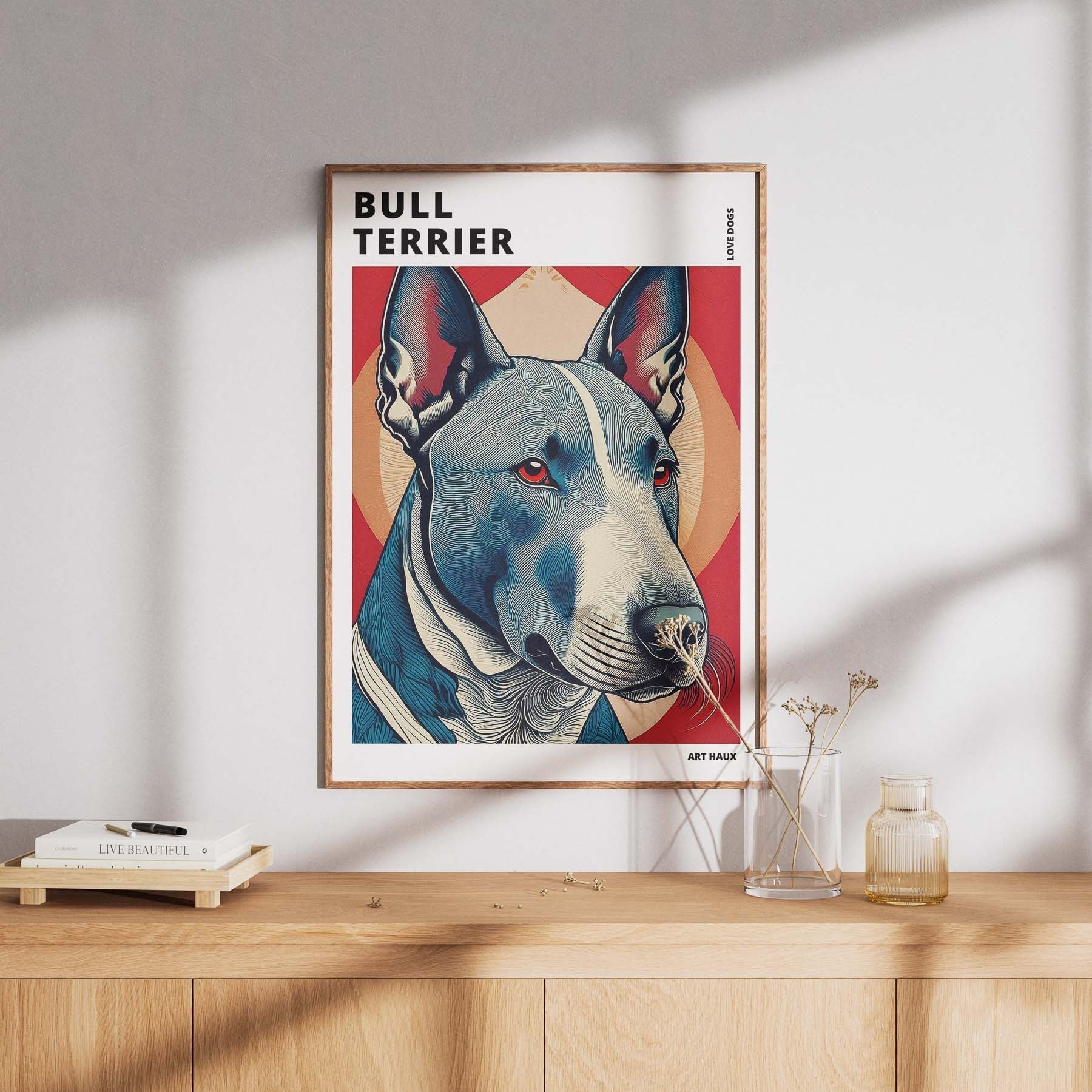 Bull Terrier Hokusai Japanese Inspired Dog Series with Text image 7