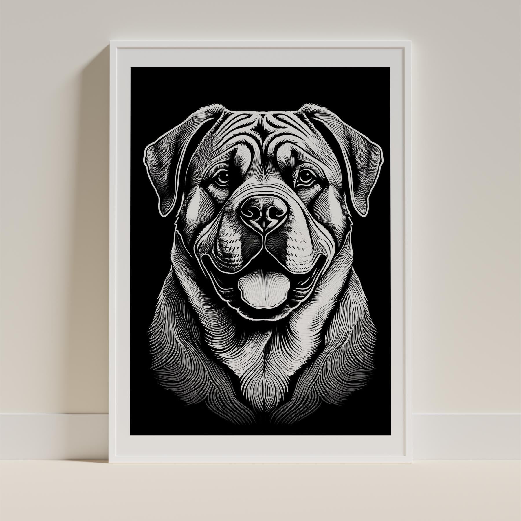 Mastiff Line Dog Series in Black and White image 9