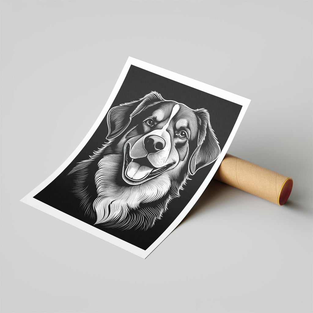 Bernese Mountain Dog Line Dog Series in Black and White image 6