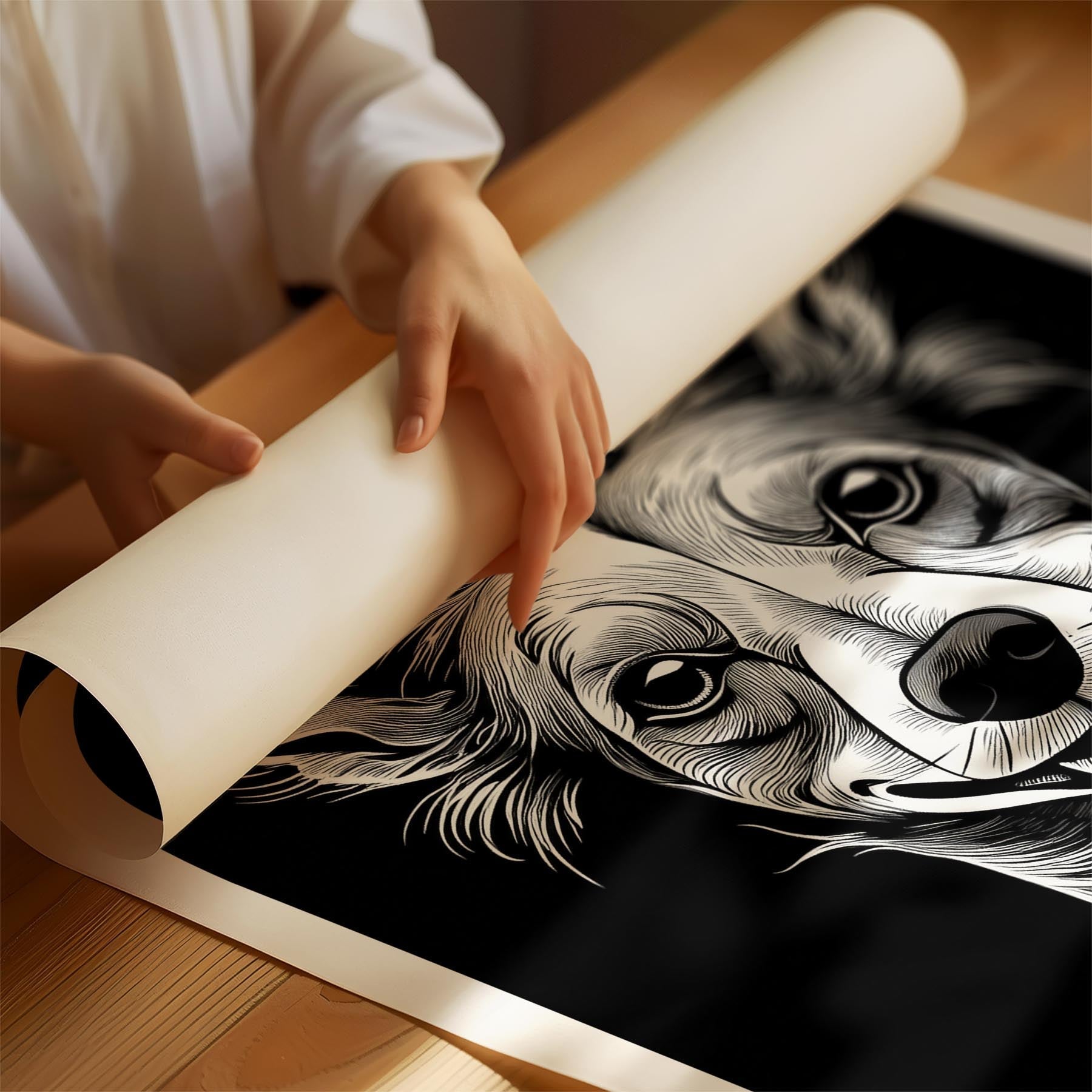 Chinese Crested Line Dog Series in Black and White image 1