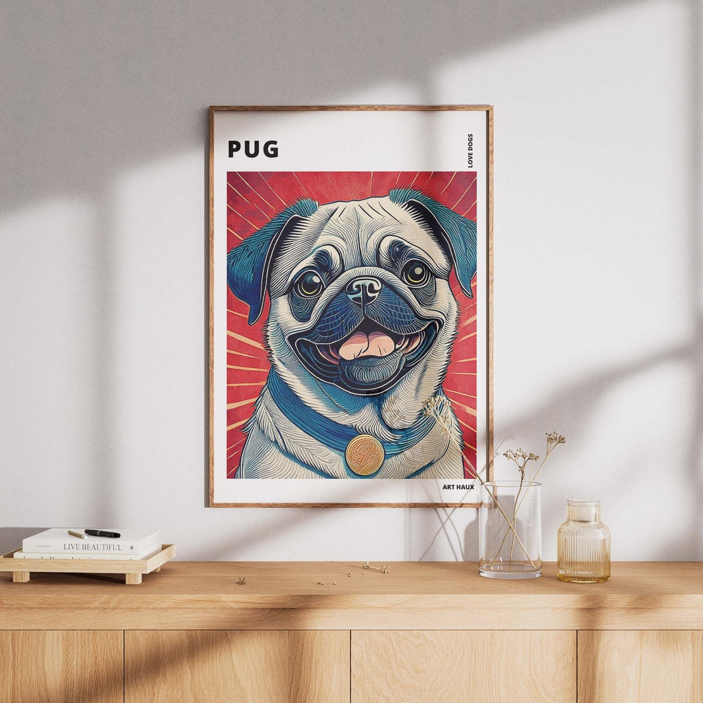 Pug Hokusai Japanese Inspired Dog Series with Text image 7
