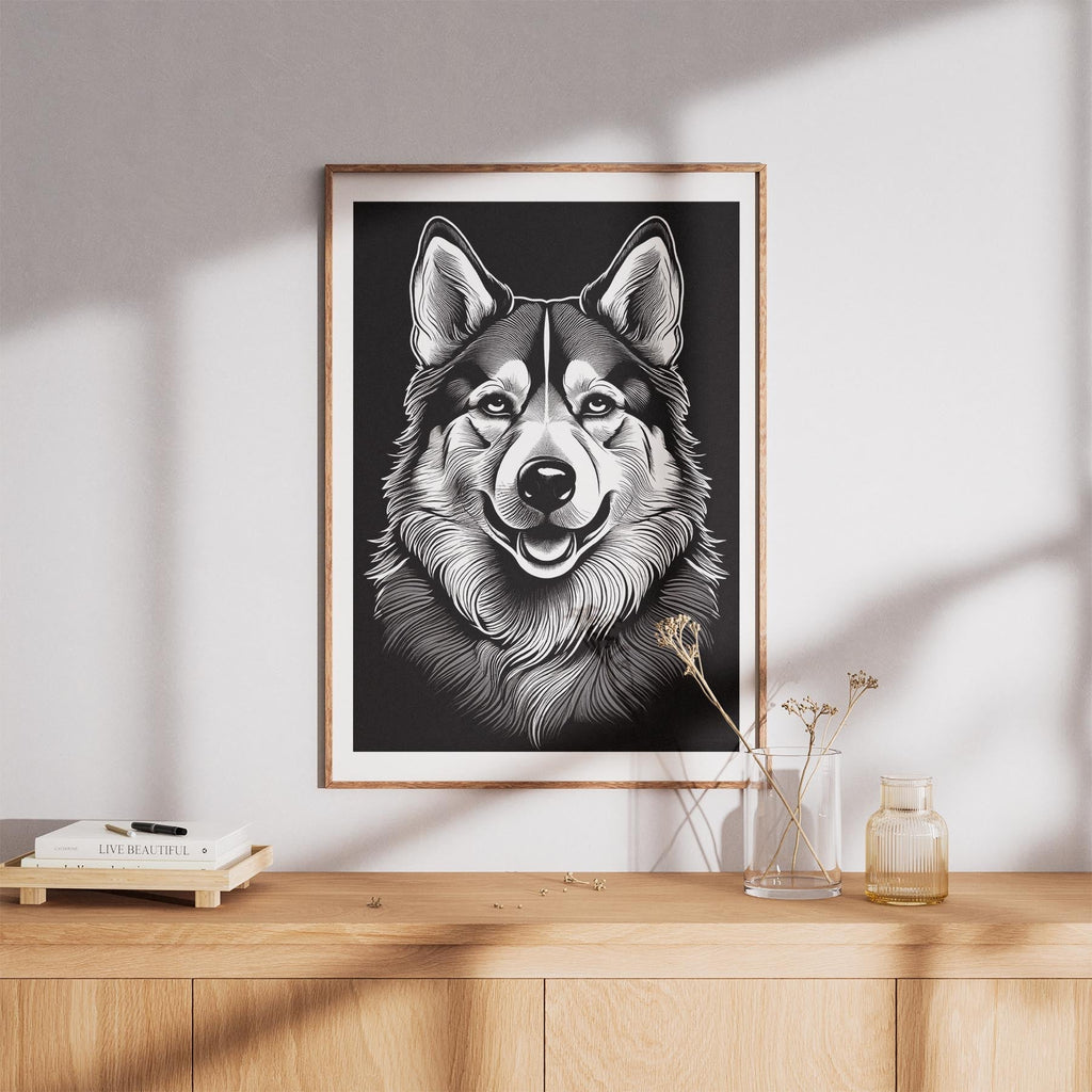 Alaskan Malamute Line Dog Series in Black and White image 8