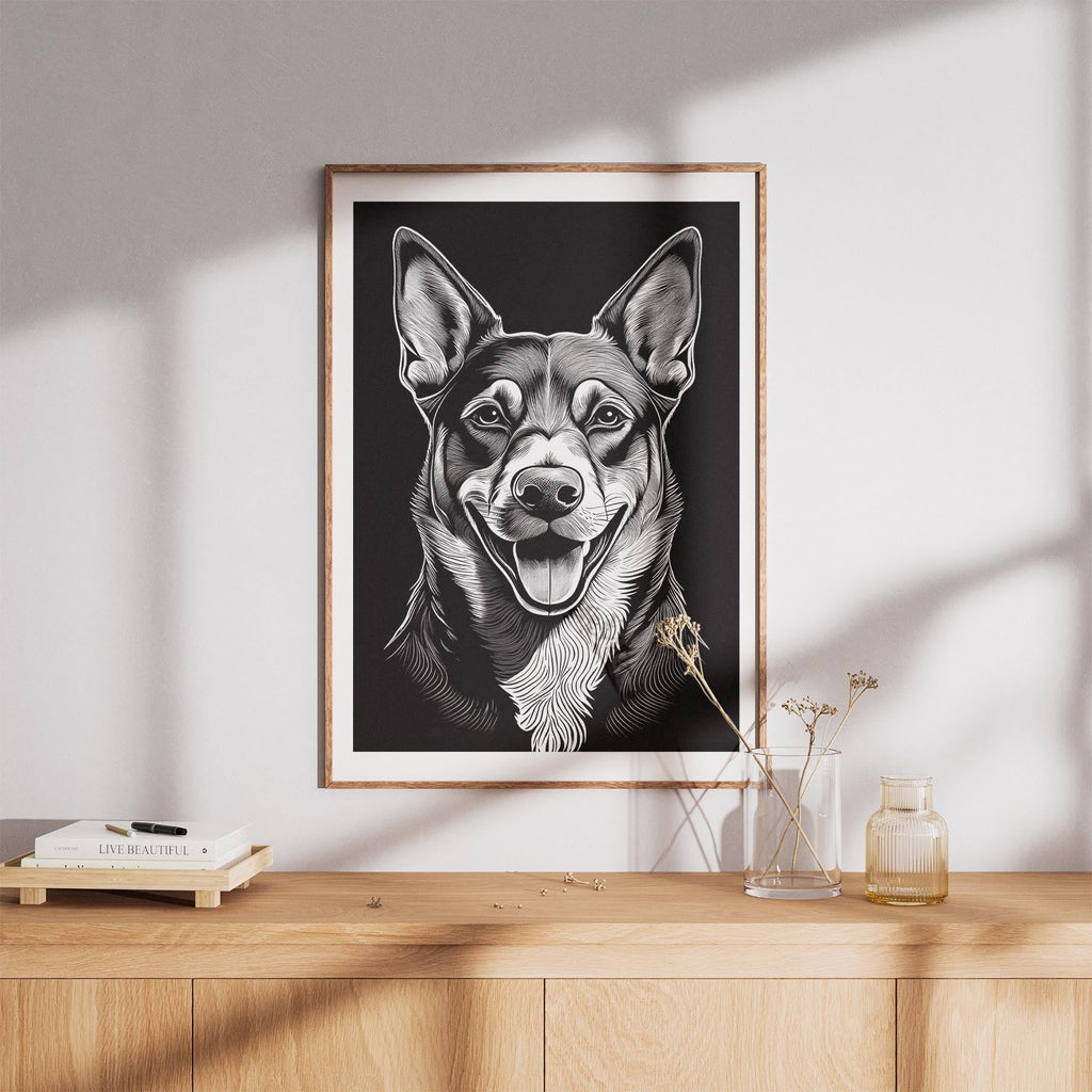Kelpie Line Dog Series in Black and White image 8