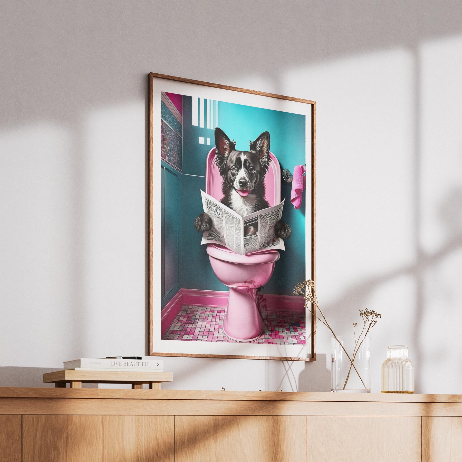 Chinese Crested Toilet Dogs PInk and Turquise image 5