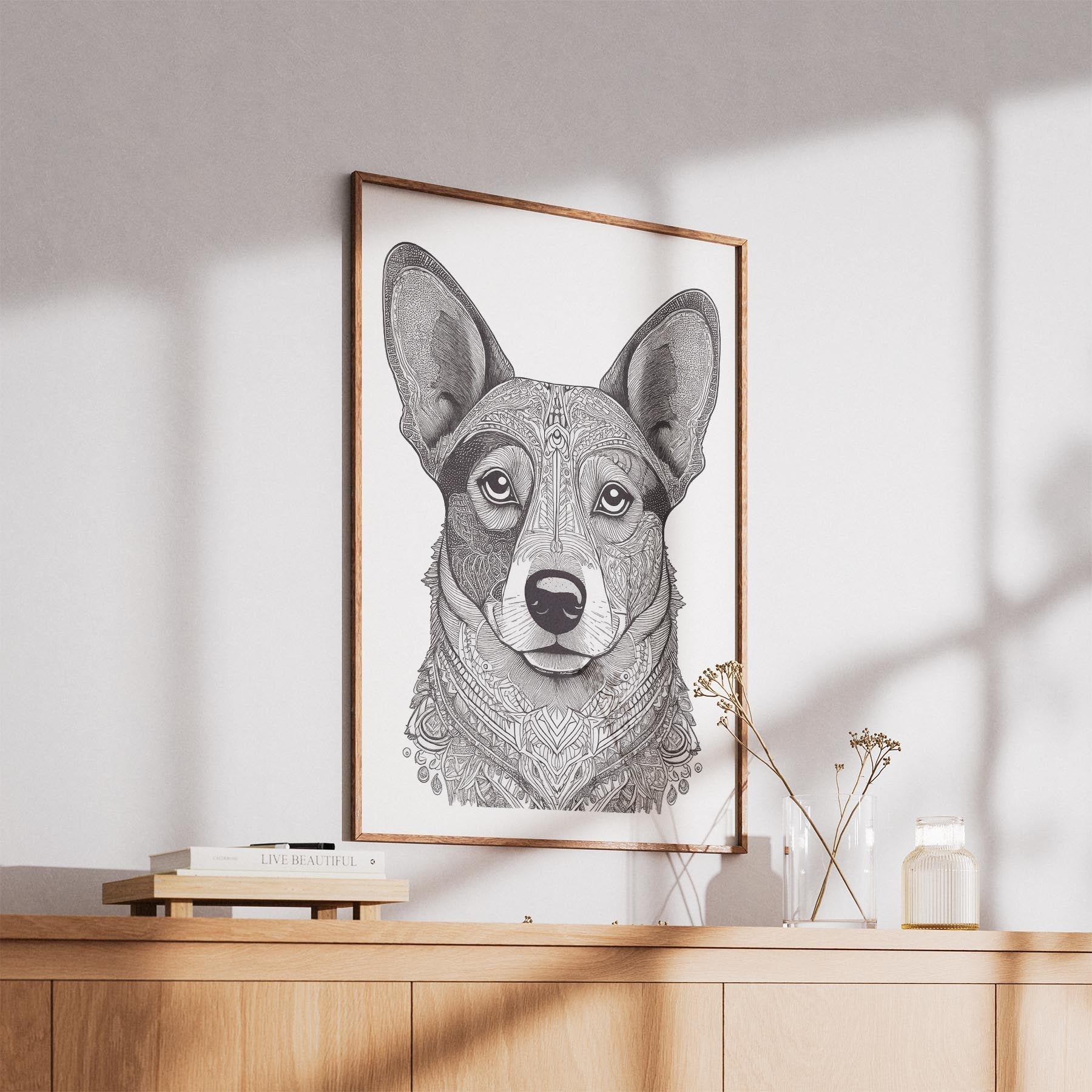 Corgi Mandala Black and White Dog Series image 5