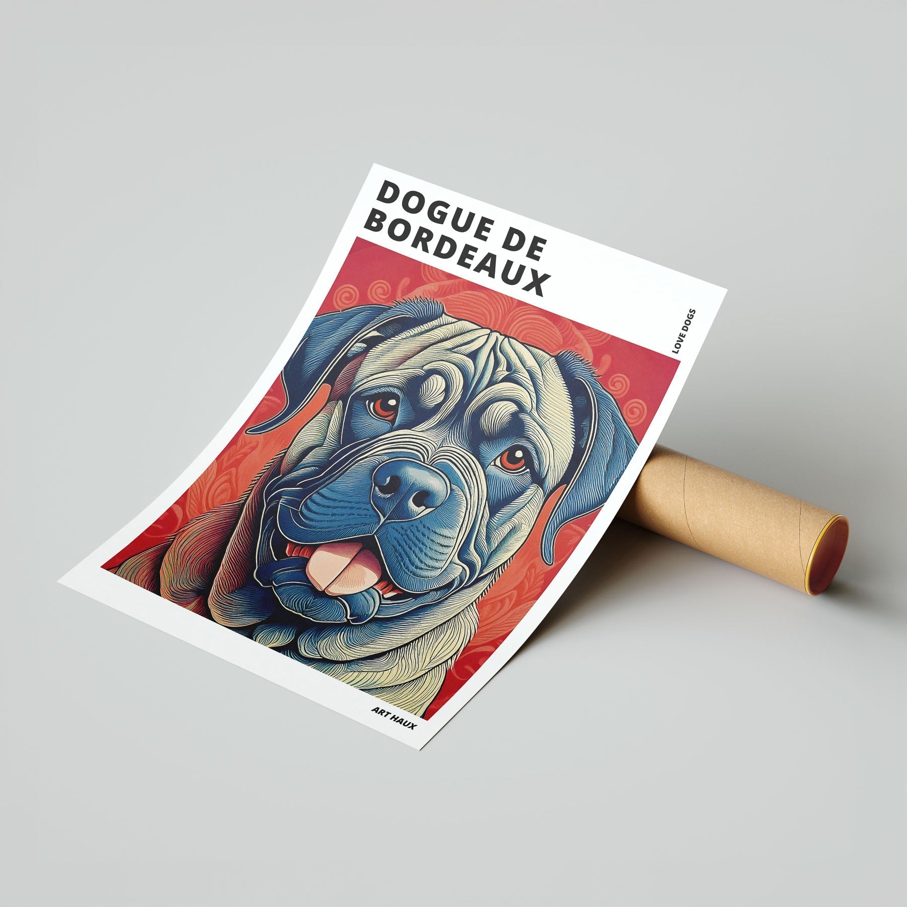 Dogue de Bordeaux Hokusai Japanese Inspired Dog Series with Text image 6