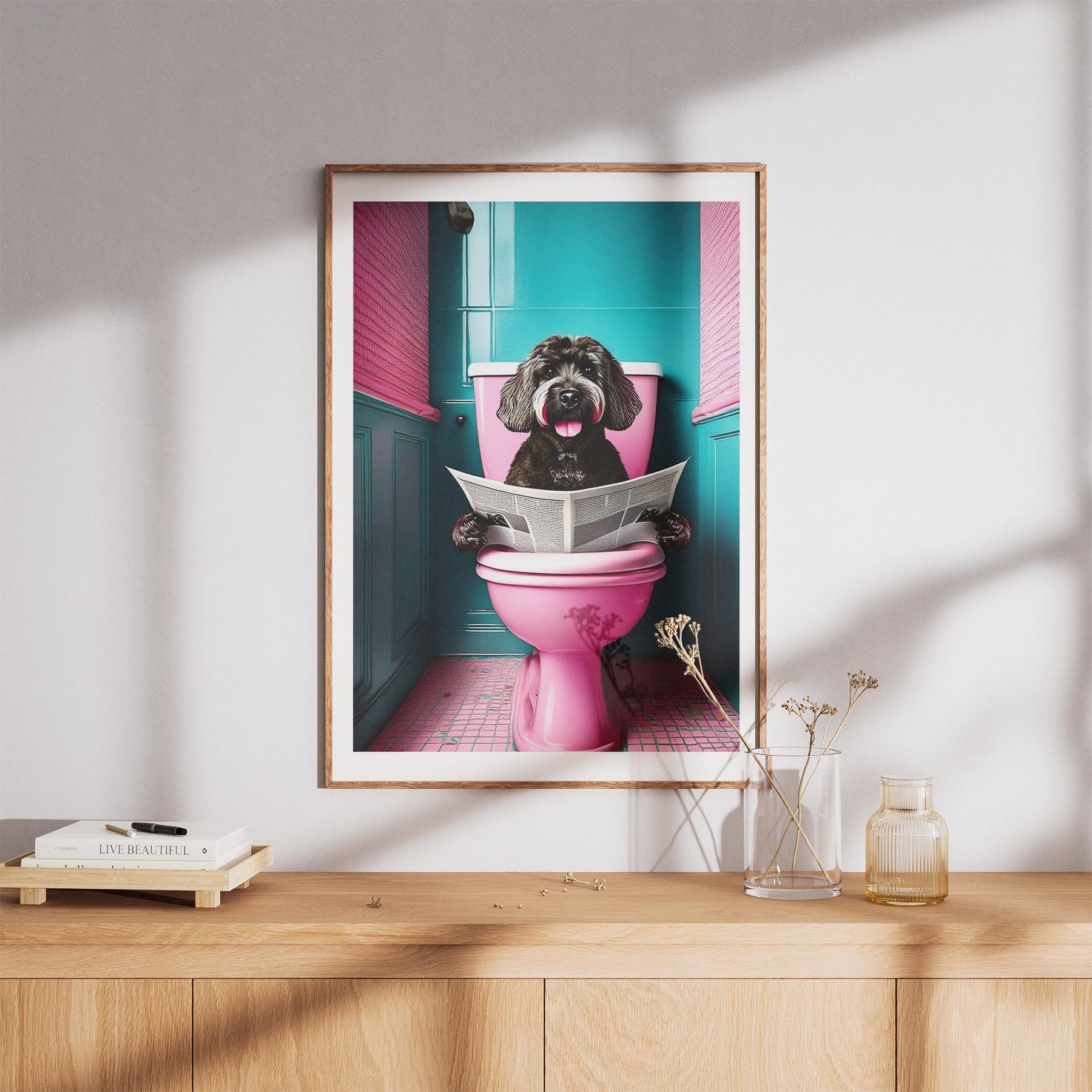 Groodle Toilet Dogs PInk and Turquise image 8
