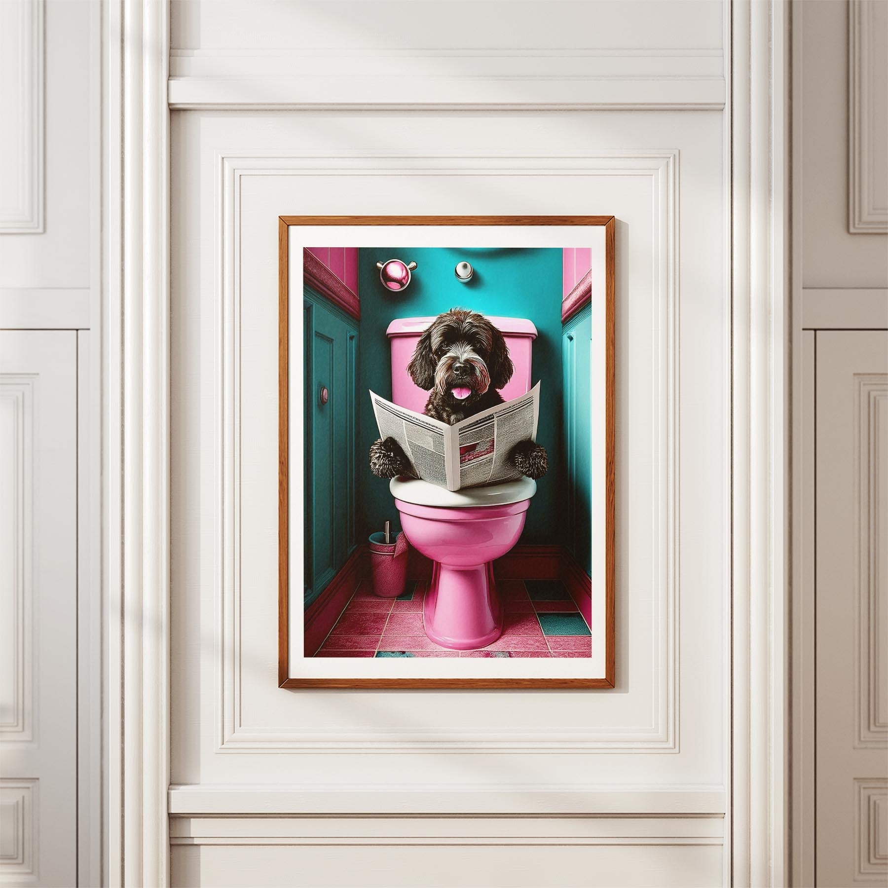 Spanish Water Dog Toilet Dogs PInk and Turquise image 3