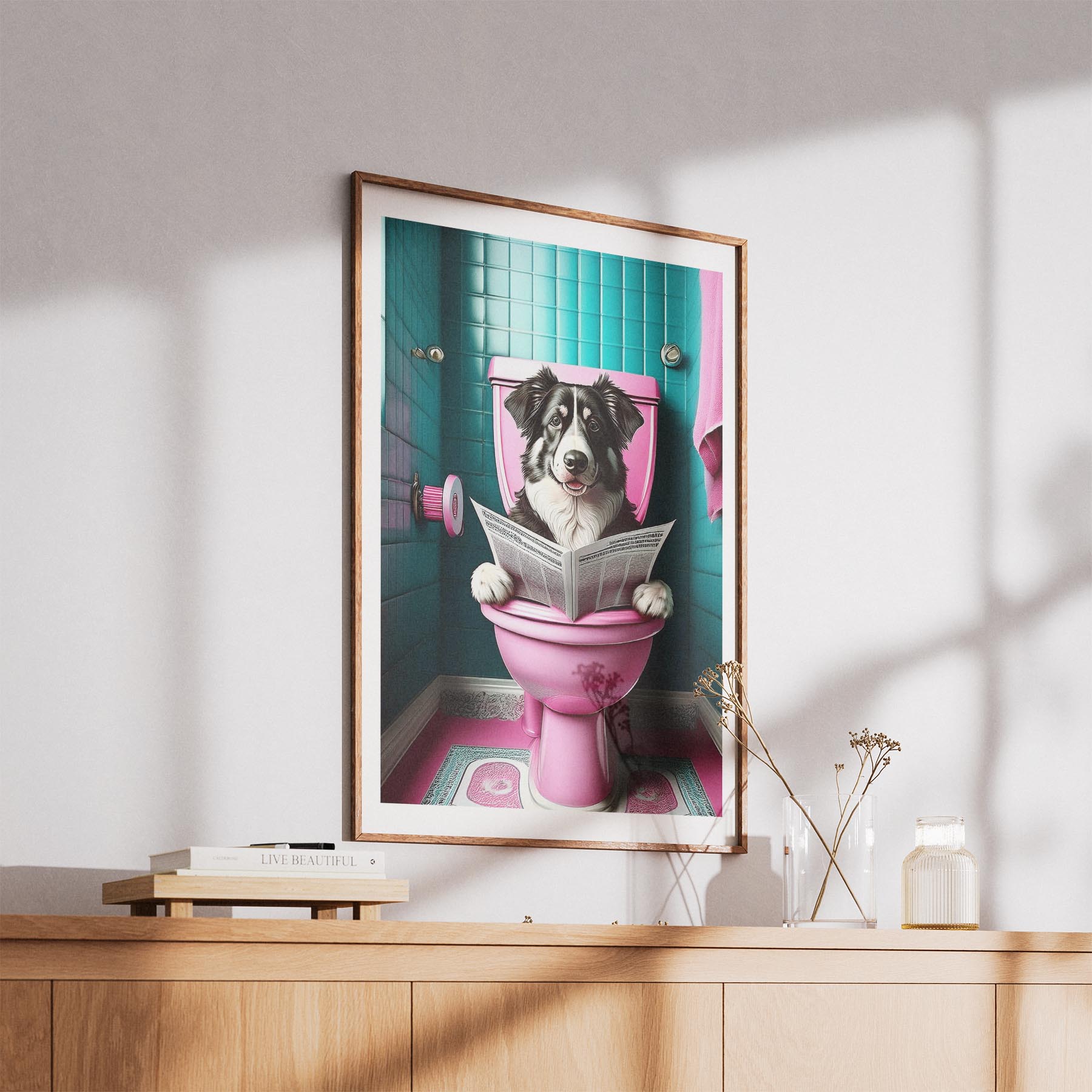 Australian Shepherd Toilet Dogs PInk and Turquise image 5
