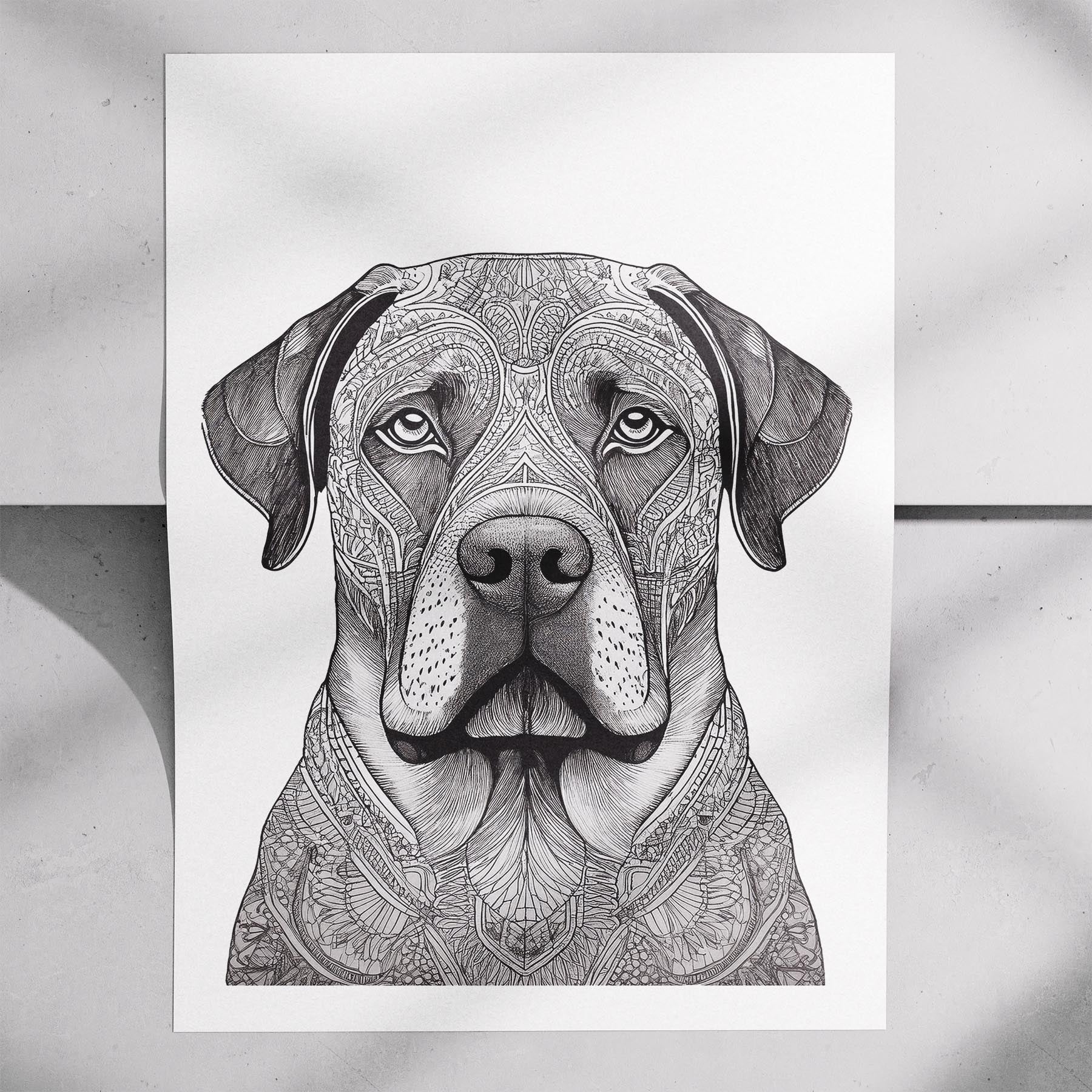 Mastiff Mandala Black and White Dog Series image 7