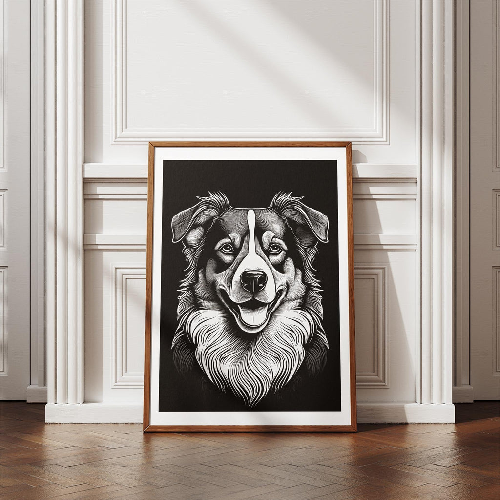 Australian Shepherd Line Dog Series in Black and White image 4