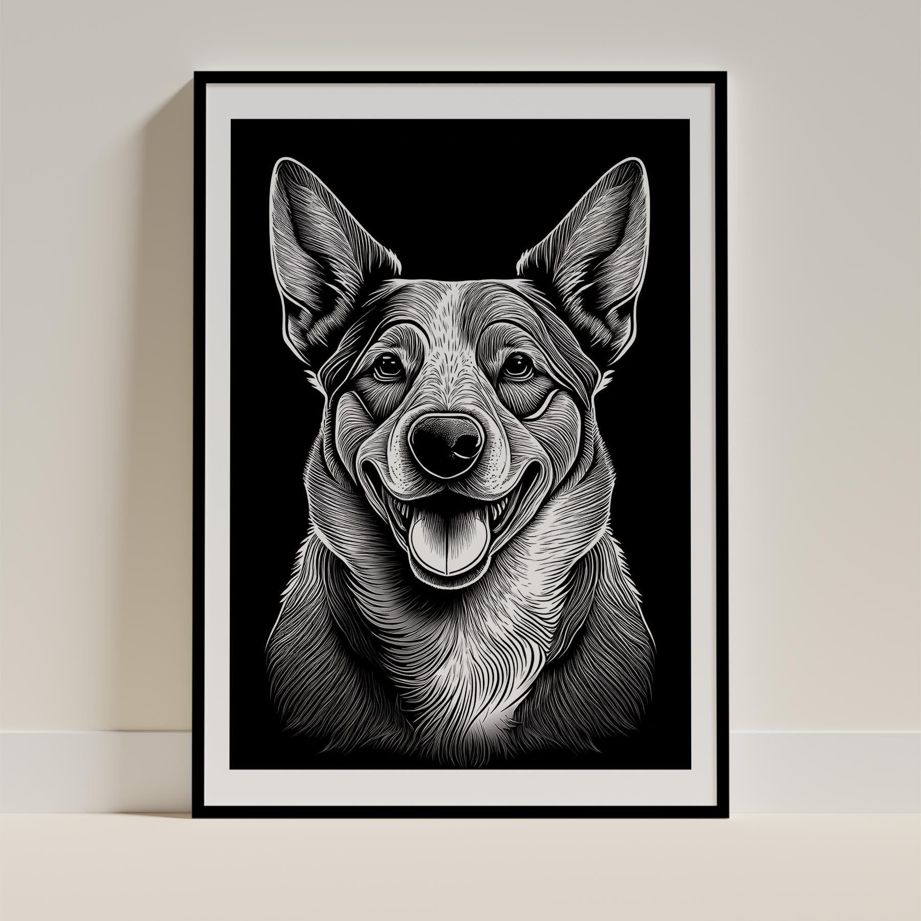 Cattle Dog Line Dog Series in Black and White image 0