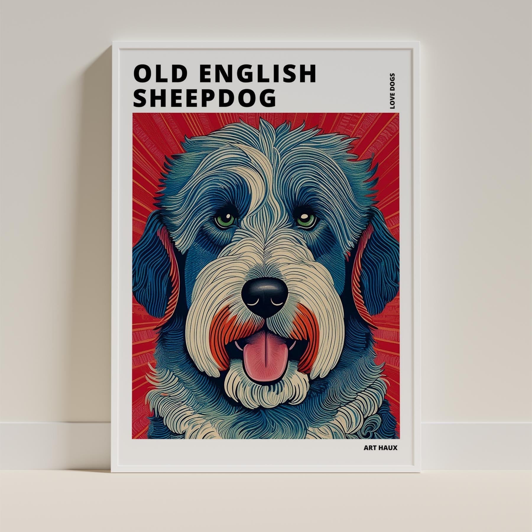 Old English Sheepdog Hokusai Japanese Inspired Dog Series with Text image 8