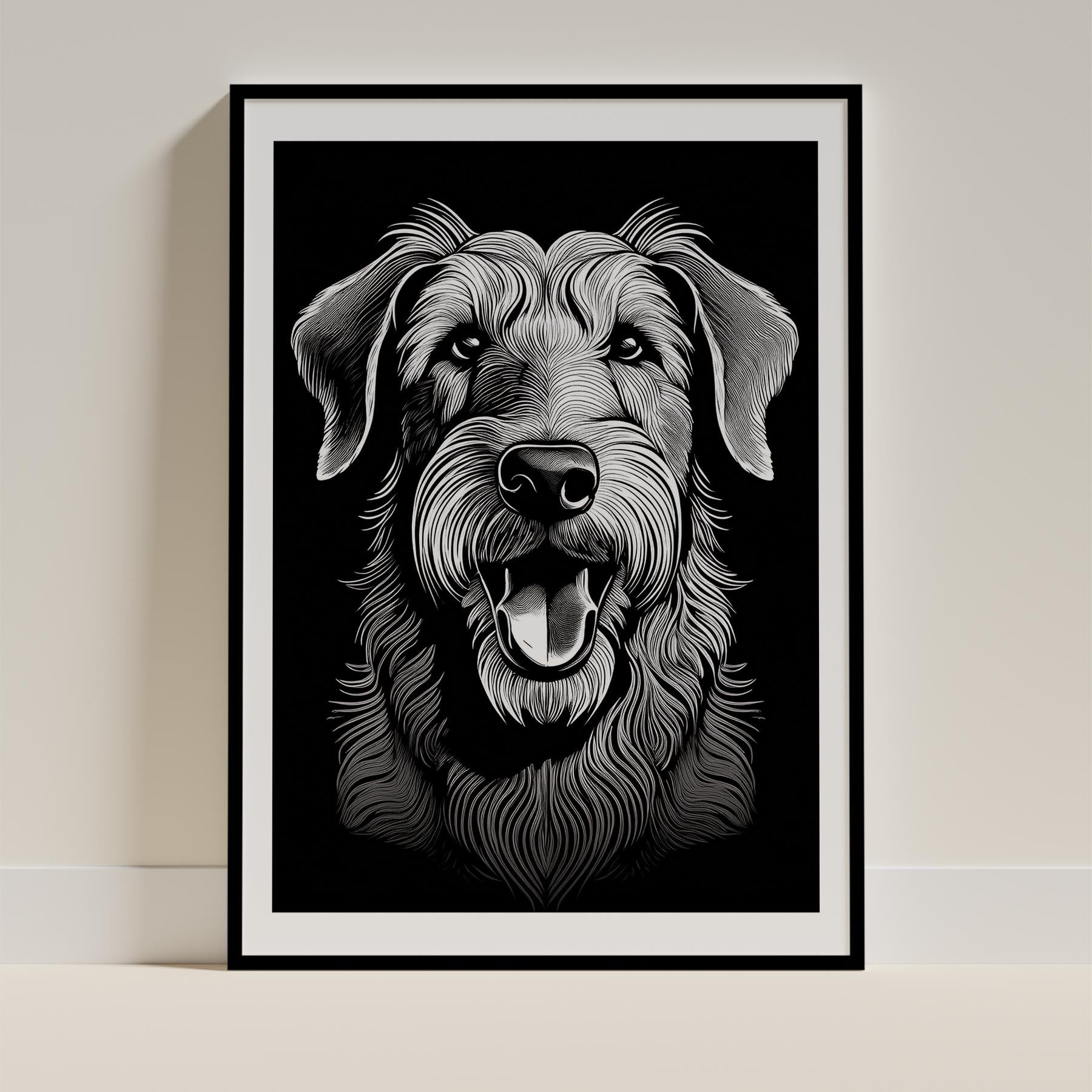 Irish Wolfhound Line Dog Series in Black and White image 0