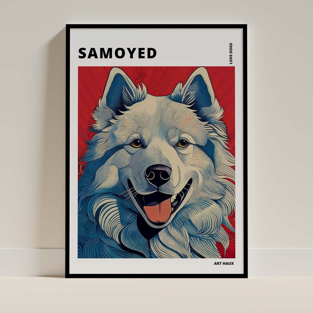 Samoyed Hokusai Japanese Inspired Dog Series with Text image 0