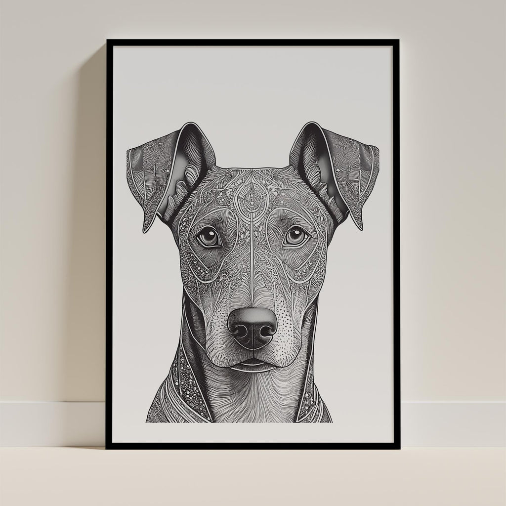 Doberman Mandala Black and White Dog Series image 0
