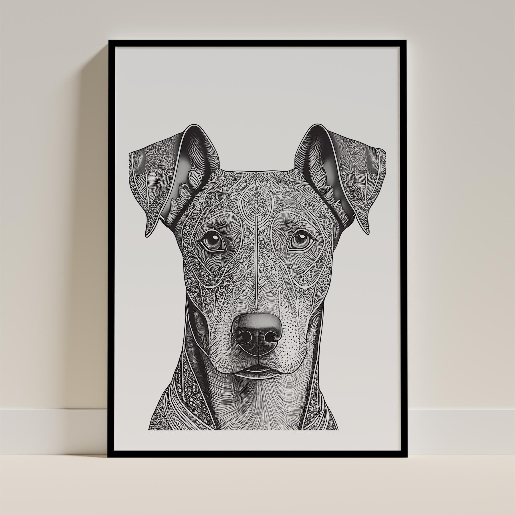 Doberman Mandala Black and White Dog Series image 0