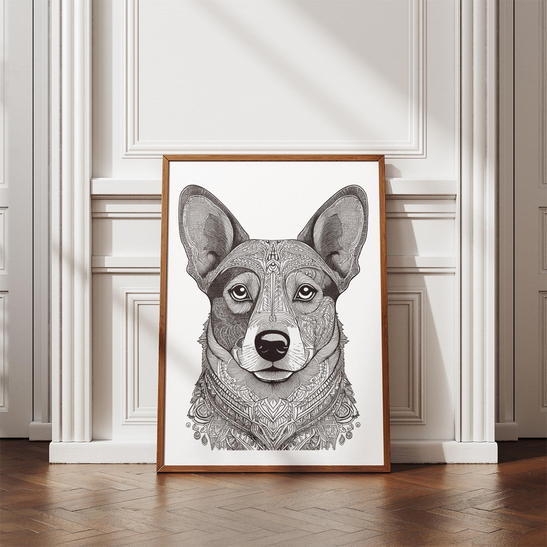 Corgi Mandala Black and White Dog Series image 4