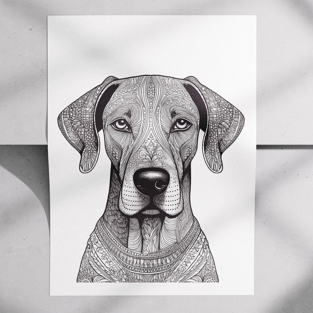 Great Dane Mandala Black and White Dog Series image 7