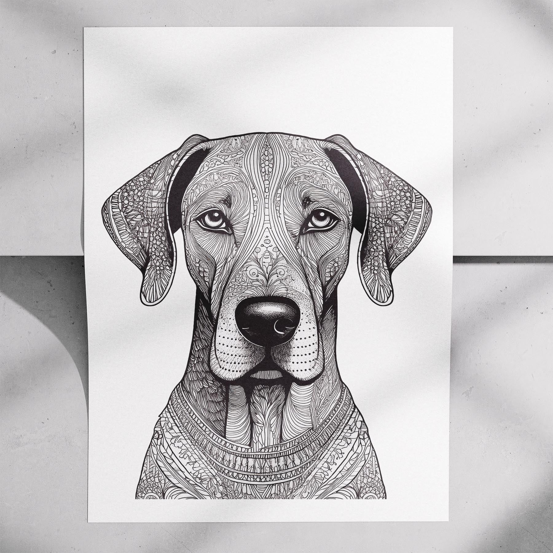 Great Dane Mandala Black and White Dog Series image 7