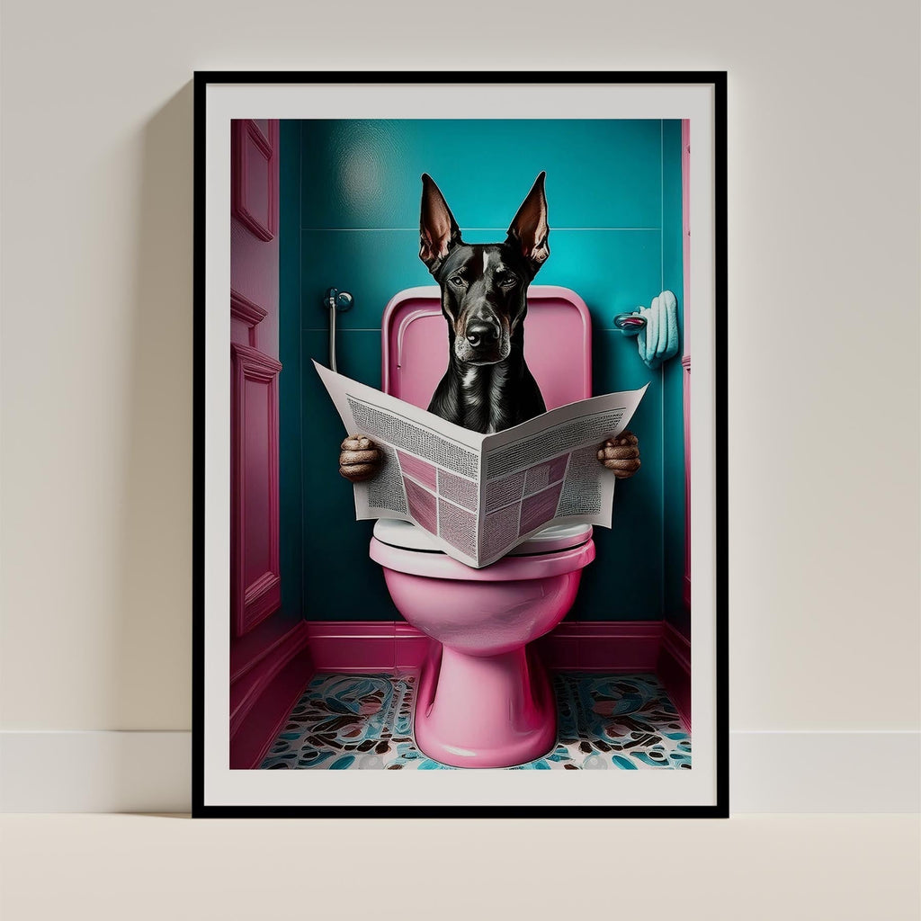 Doberman Toilet Dogs PInk and Turquise image 0