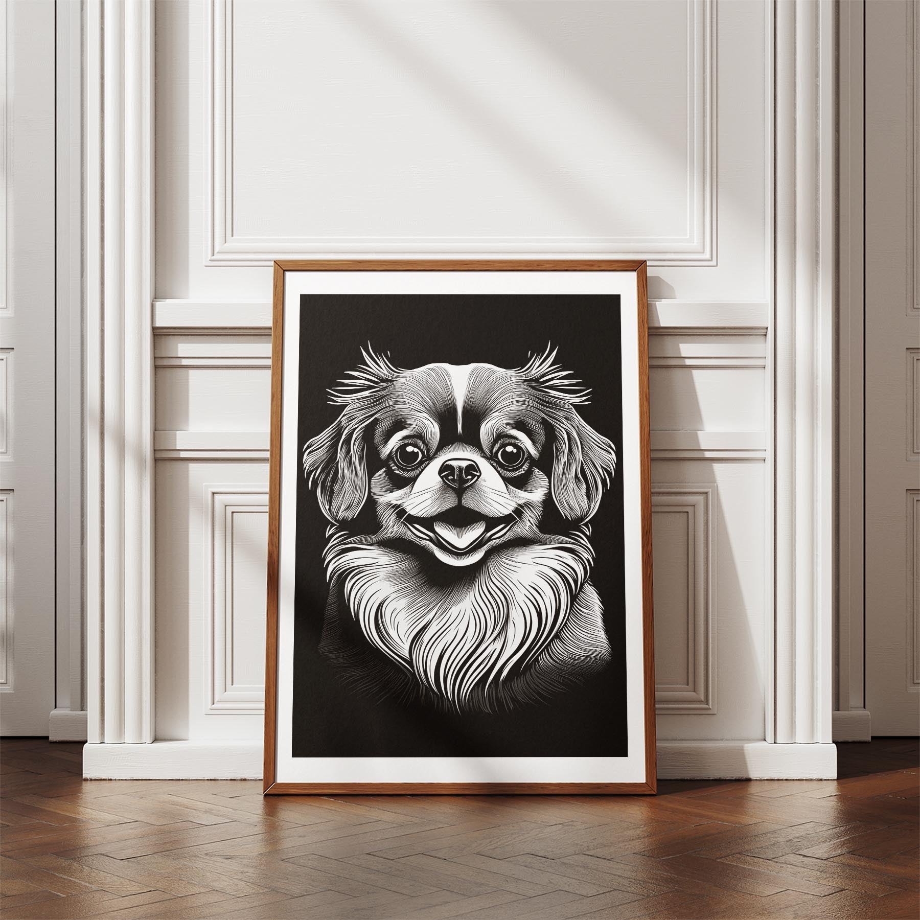 Pomeranian Line Dog Series in Black and White image 4